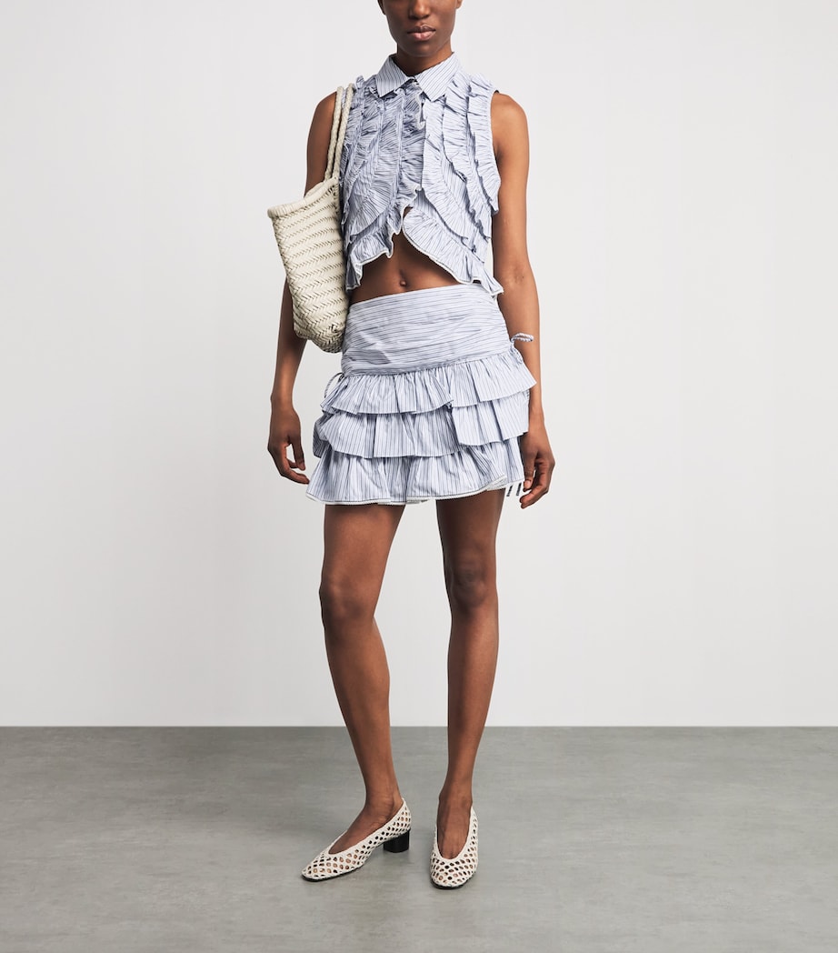 Sandro Paris Womens Cotton Stripe Mini Skirt Bleu / Marine Image 2