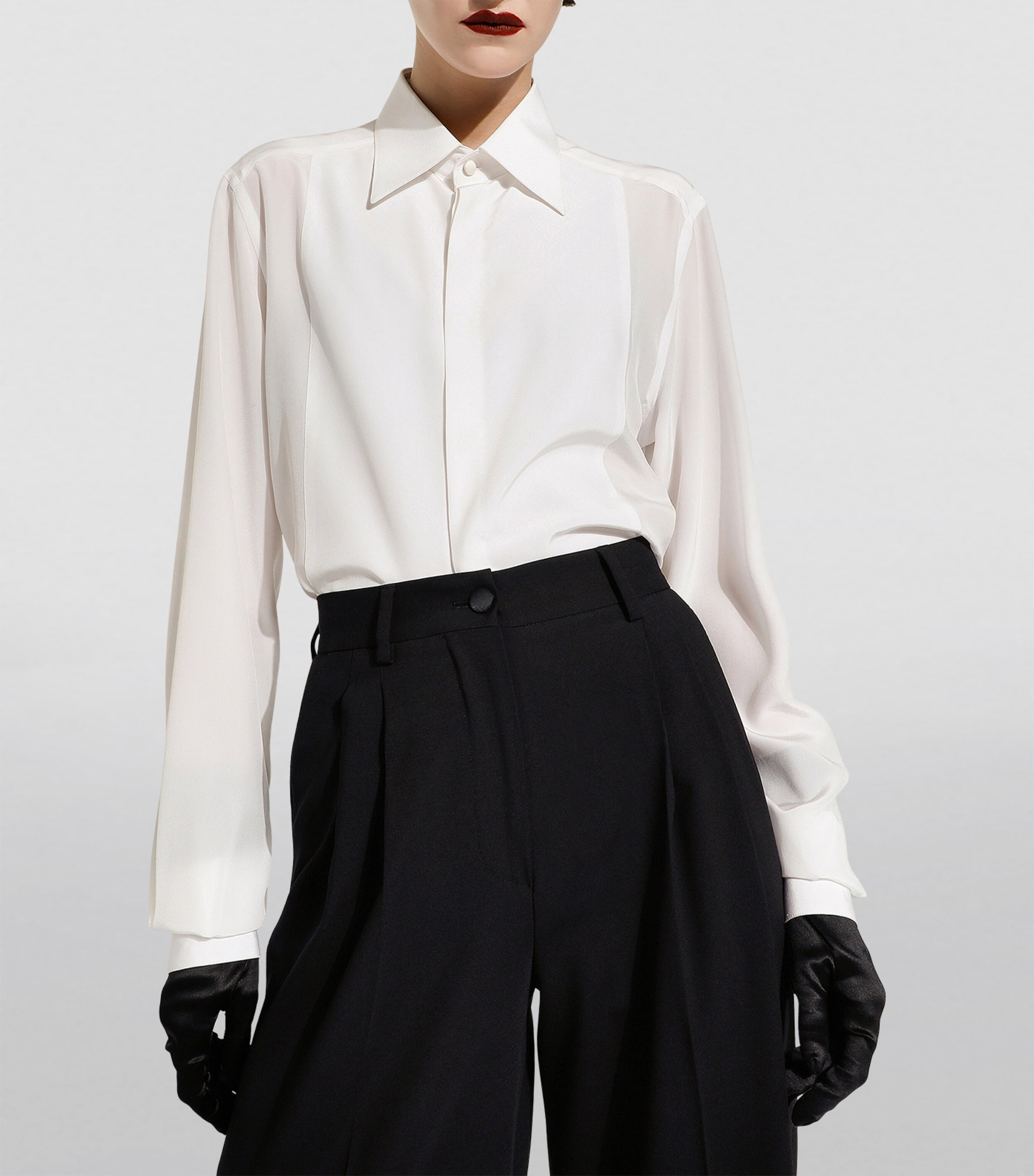 Silk Shirt W0111-WHITE Image 4