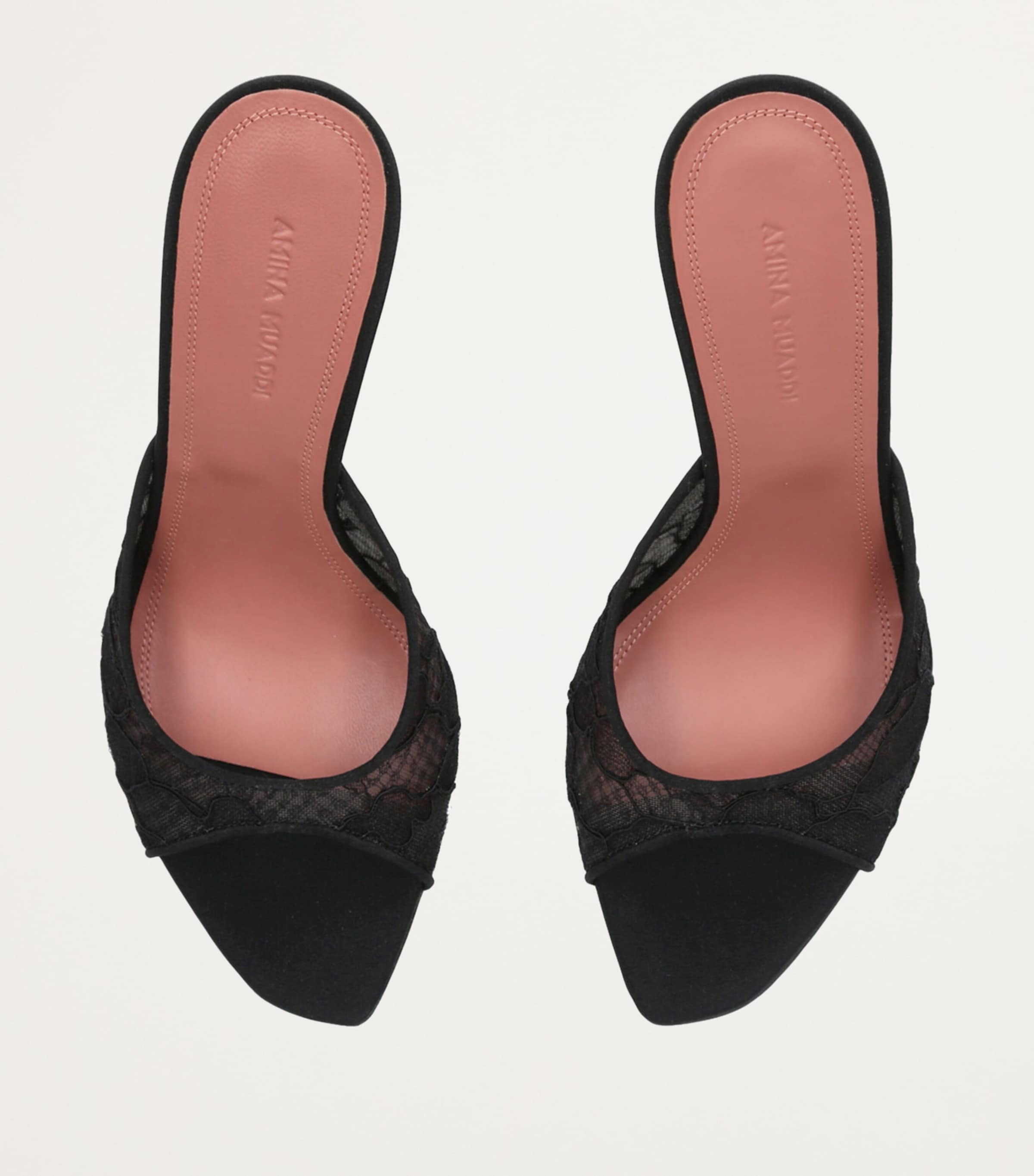 Amina Muaddi Lace Alexa Heeled Mules 95 Black Image 4