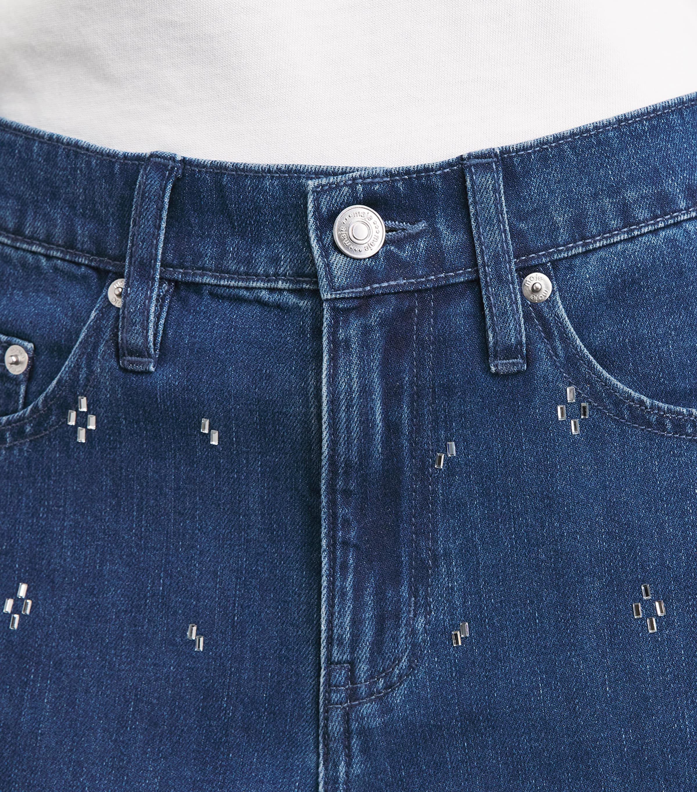 Maje Womens Embellished Wide-Leg Jeans Blue Image 3