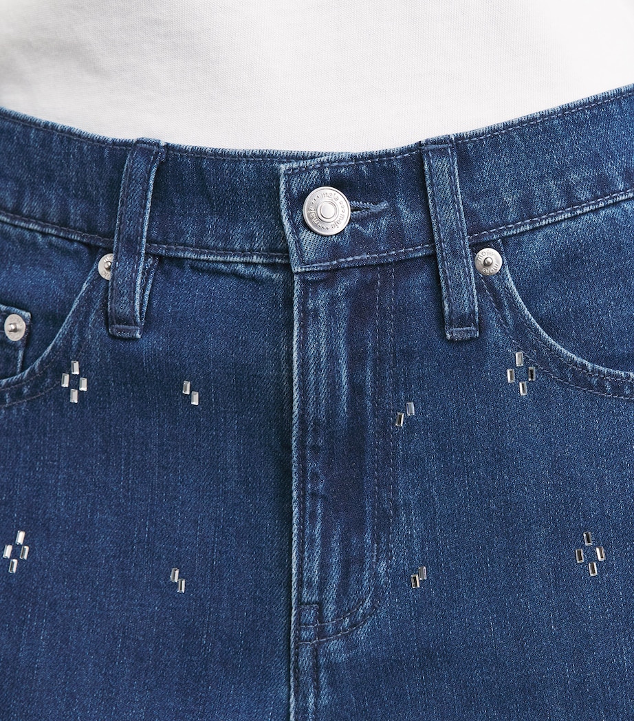 Maje Womens Embellished Wide-Leg Jeans Blue Image 3
