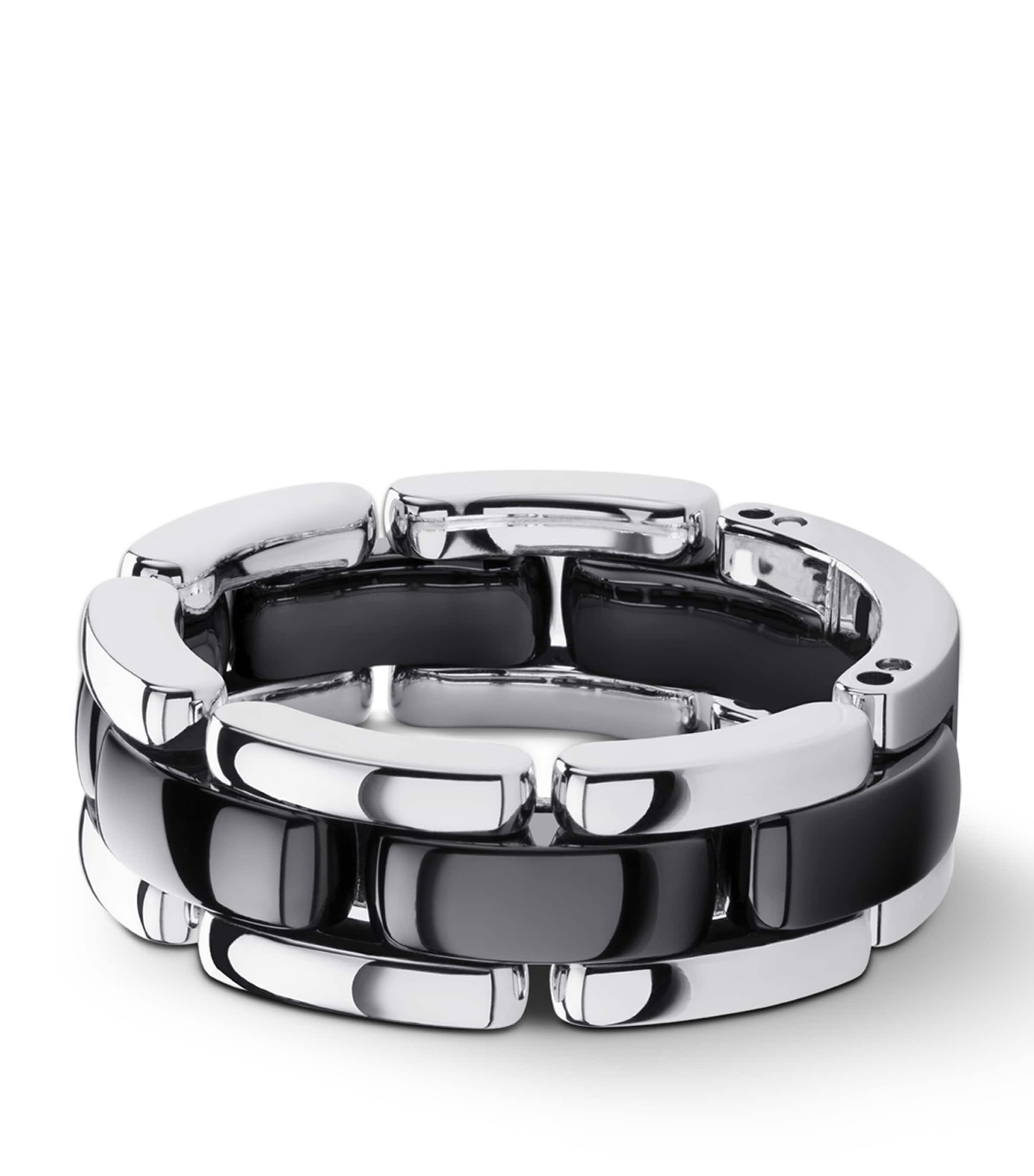 CHANEL Medium White Gold And Ceramic Flexible Ultra Ring Image 1