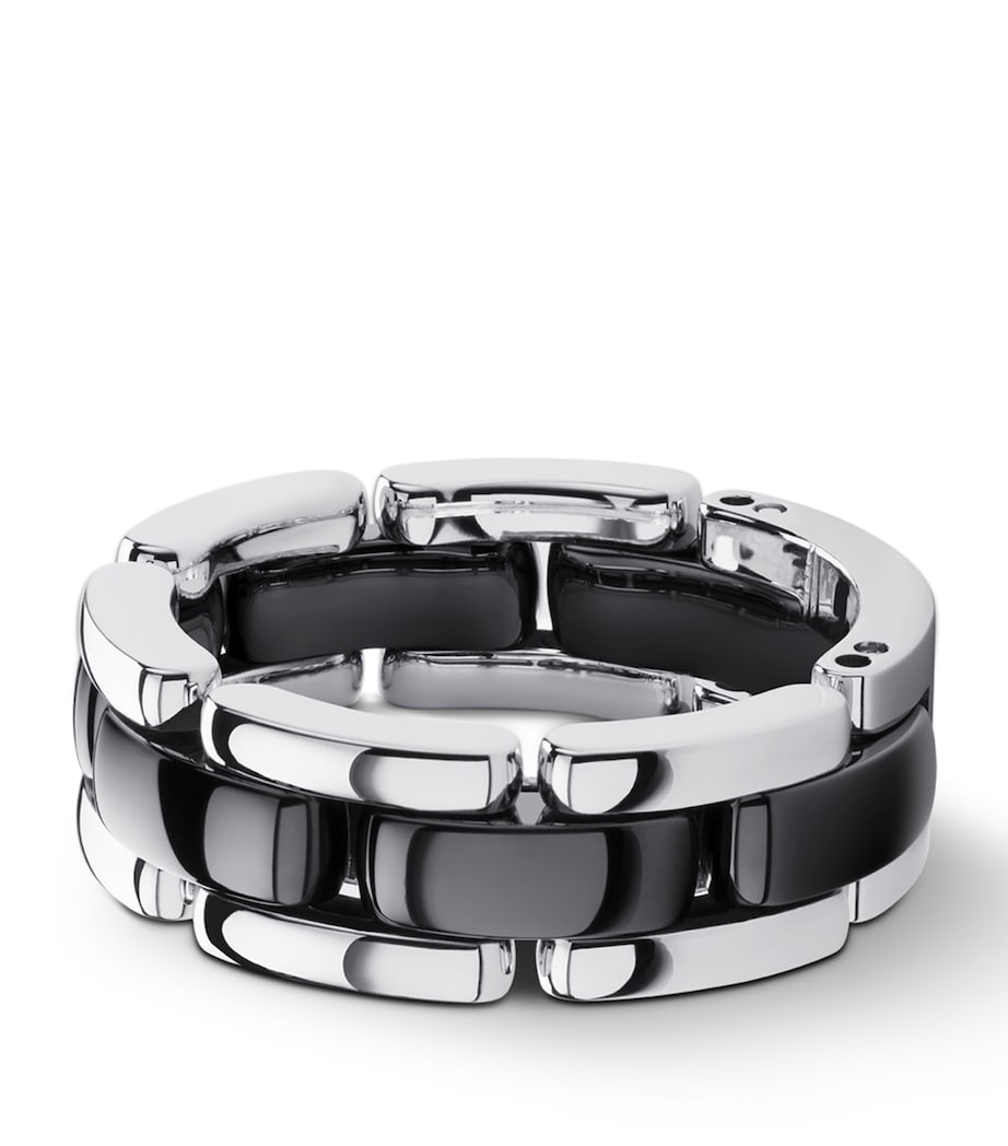 CHANEL Medium White Gold And Ceramic Flexible Ultra Ring Image 1