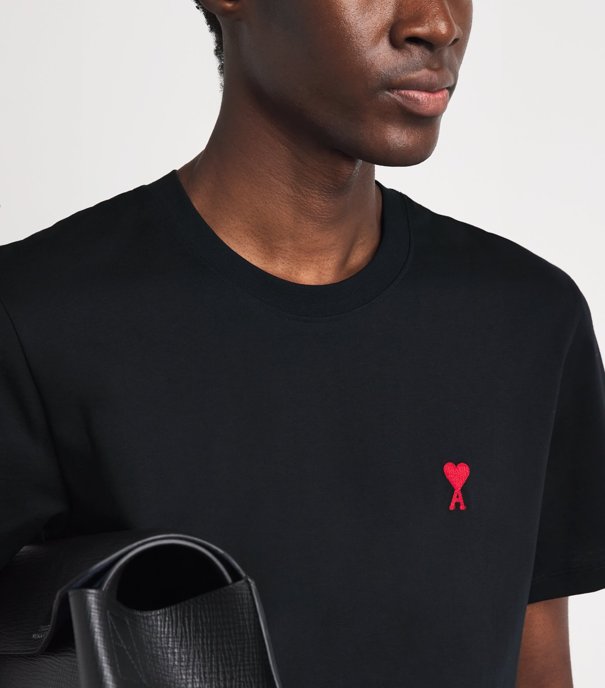 AMI Paris Black Organic Cotton Ami de Coeur T-Shirt | Harrods US