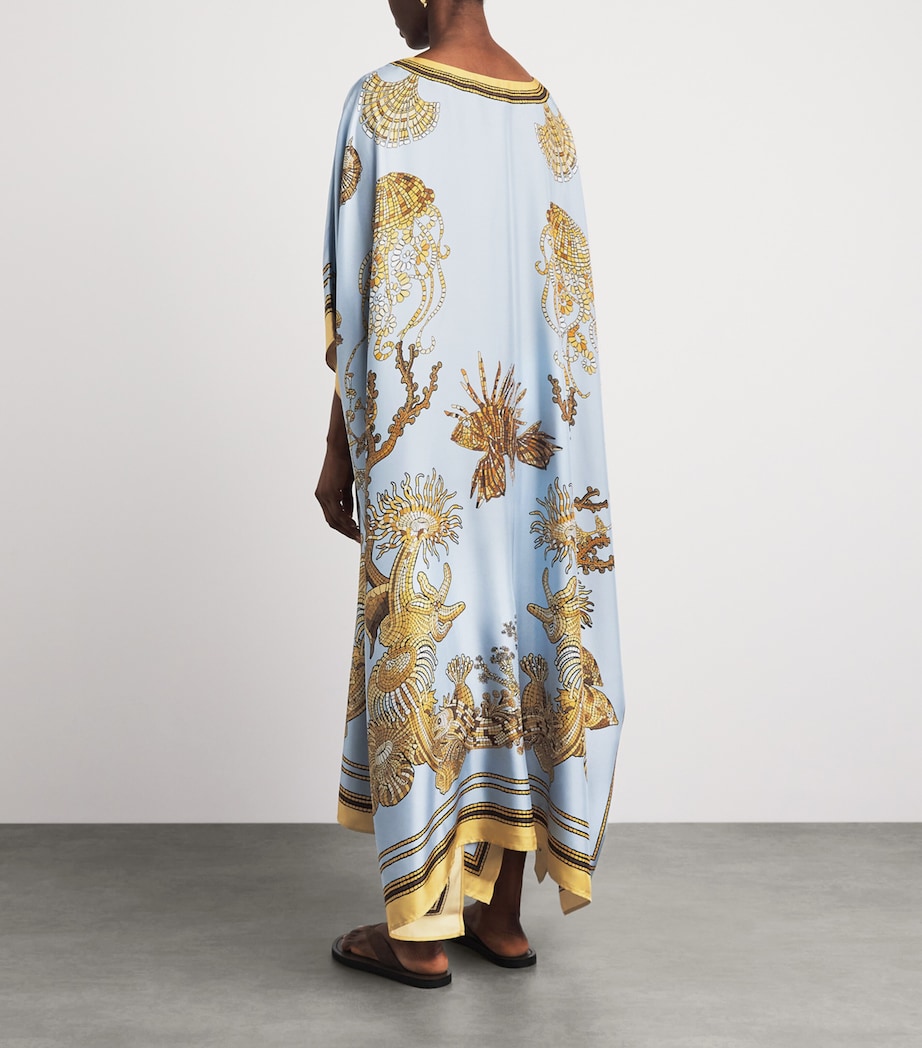La Doublej Womens Silk Printed Kaftan Maxi Dress Oceania Image 4