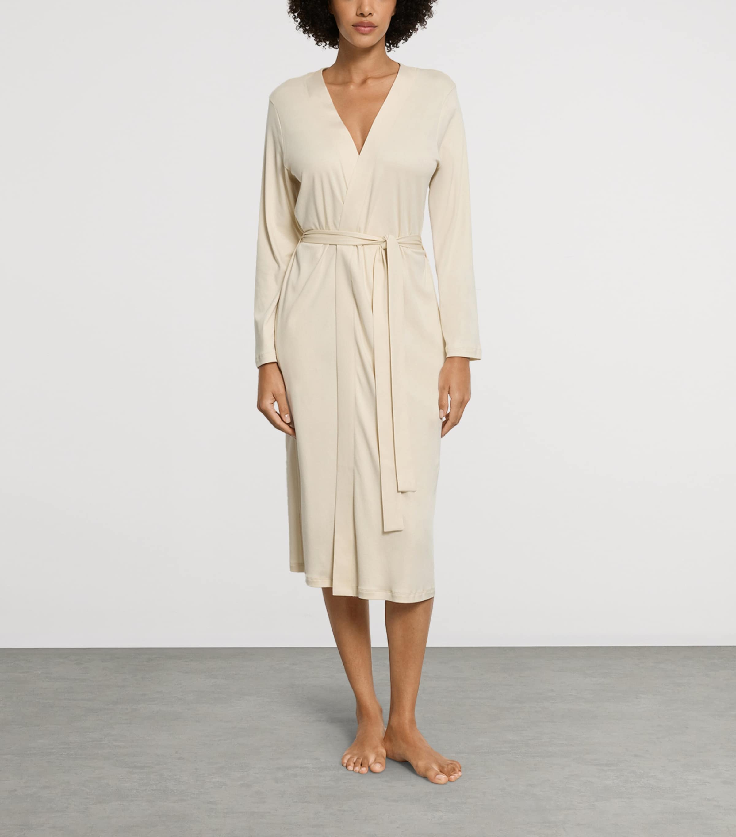 Hanro Womens Cotton Belen Robe Summer Sand Image 2
