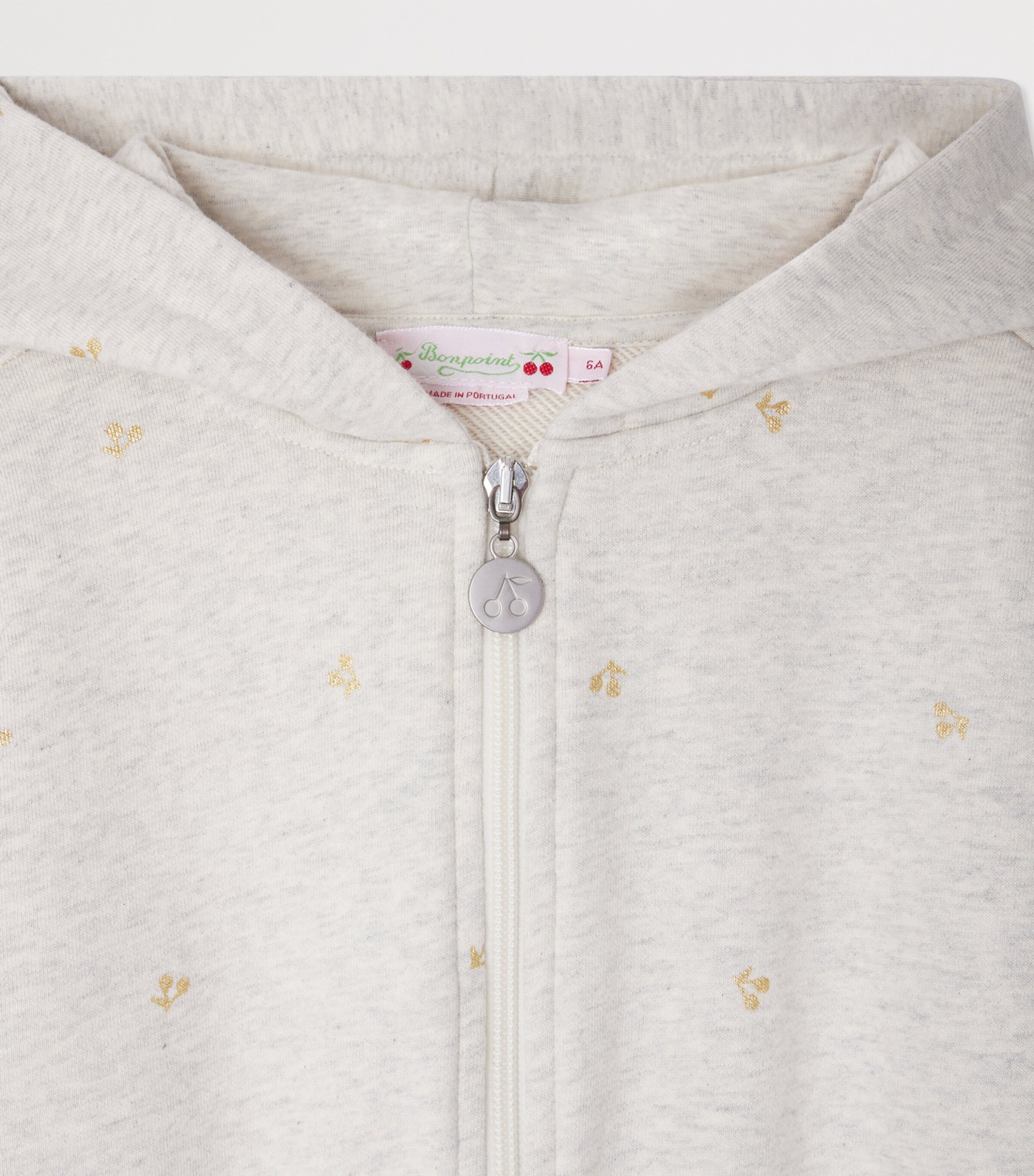 Cotton Zip-Up Cherry Hoodie (4-8 Years) IMPRIME BEIGE Image 3