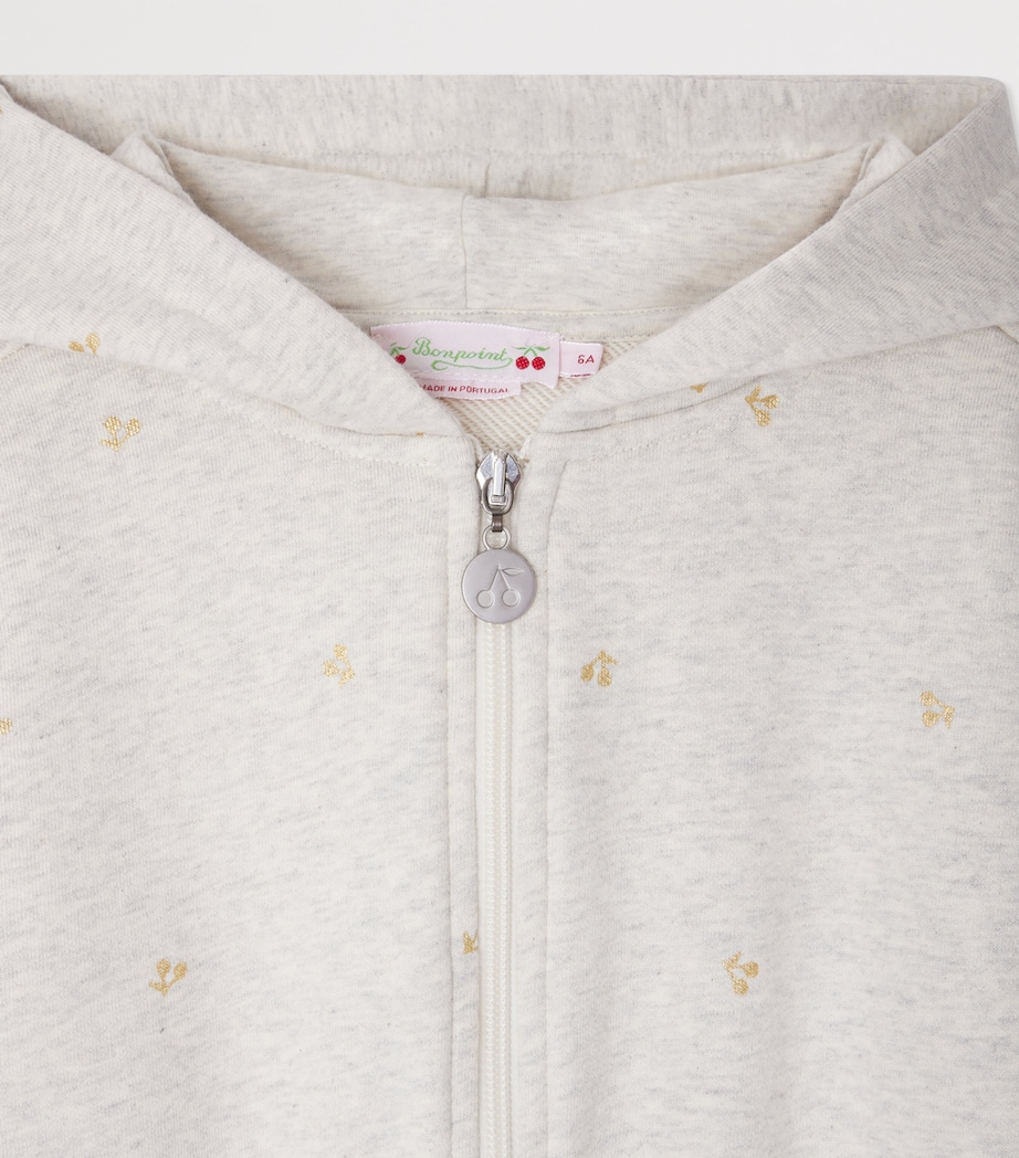 Cotton Zip-Up Cherry Hoodie (4-8 Years) IMPRIME BEIGE Image 3
