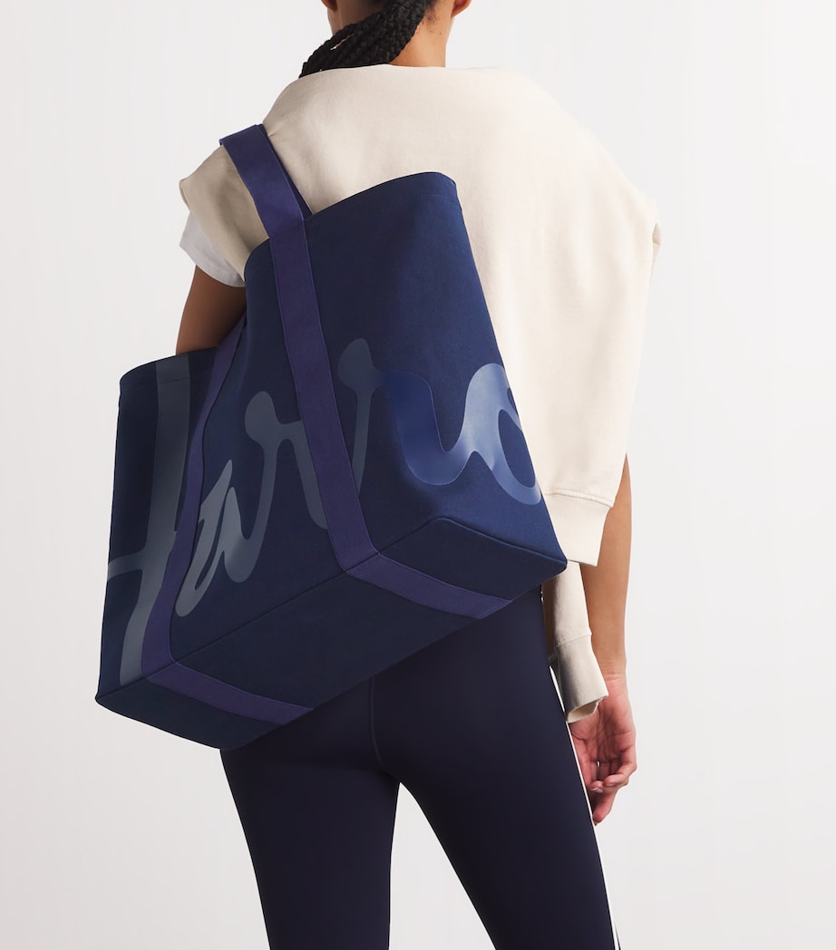 Large Cotton Logo Tote Bag NAVY Image 2