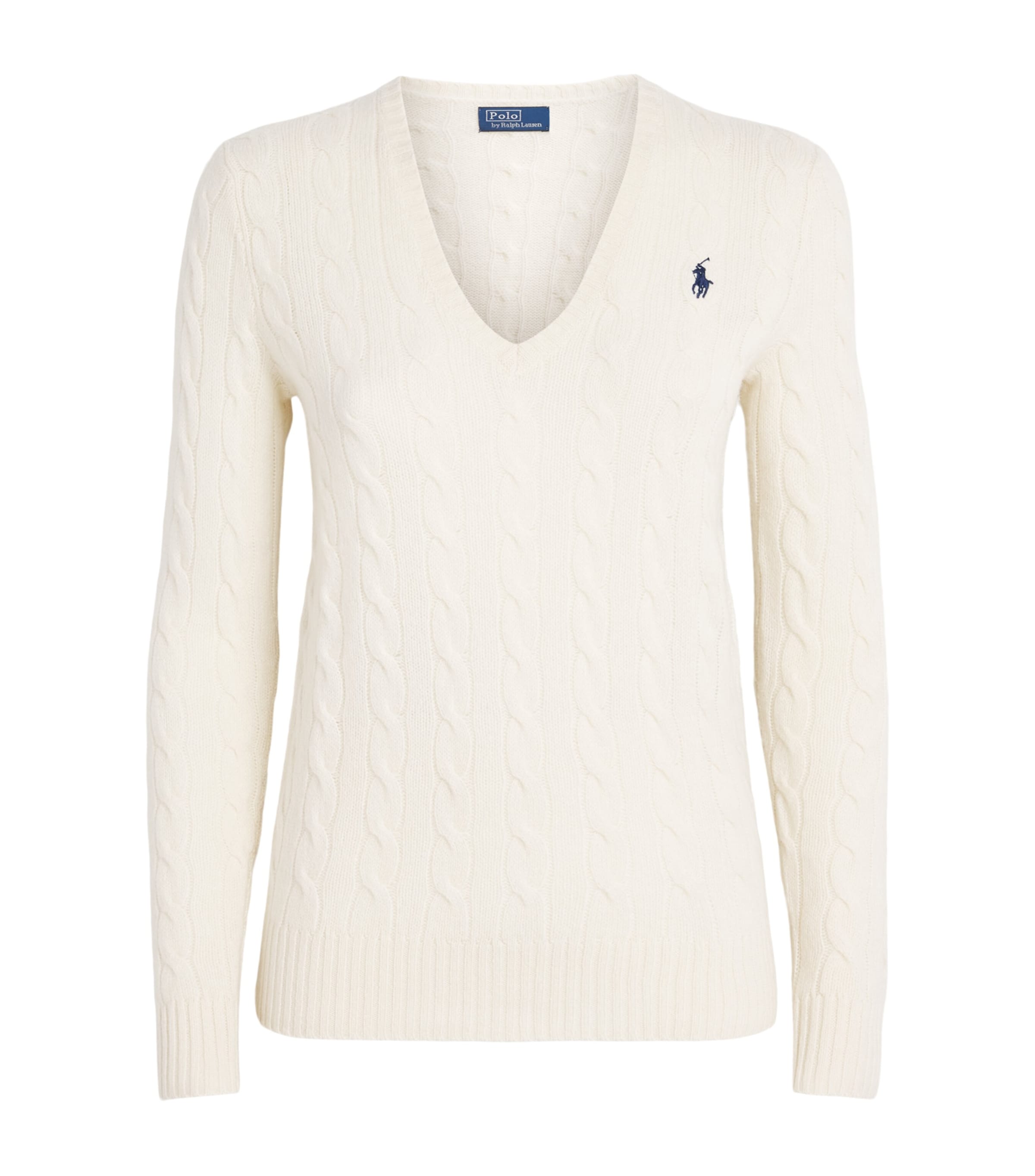 Polo Ralph Lauren Womens Wool-Cashmere Cable-Knit Kimberly Sweater Cream Image 1