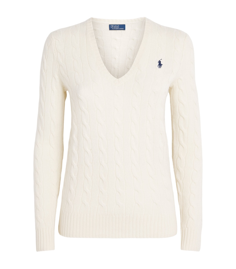 Polo Ralph Lauren Womens Wool-Cashmere Cable-Knit Kimberly Sweater Cream Image 1