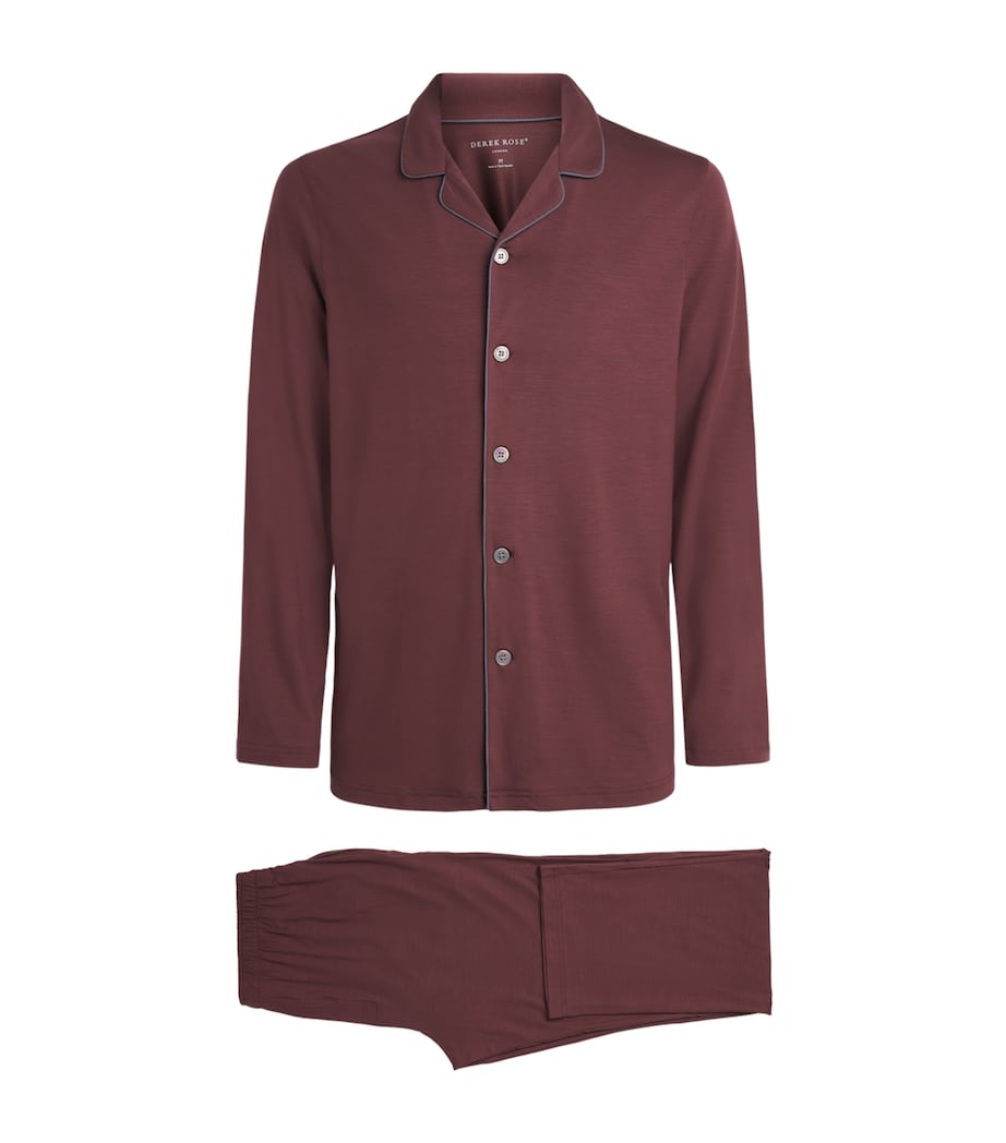 Derek Rose Mens Micro Modal Basel Pyjama Set Bro Image 1
