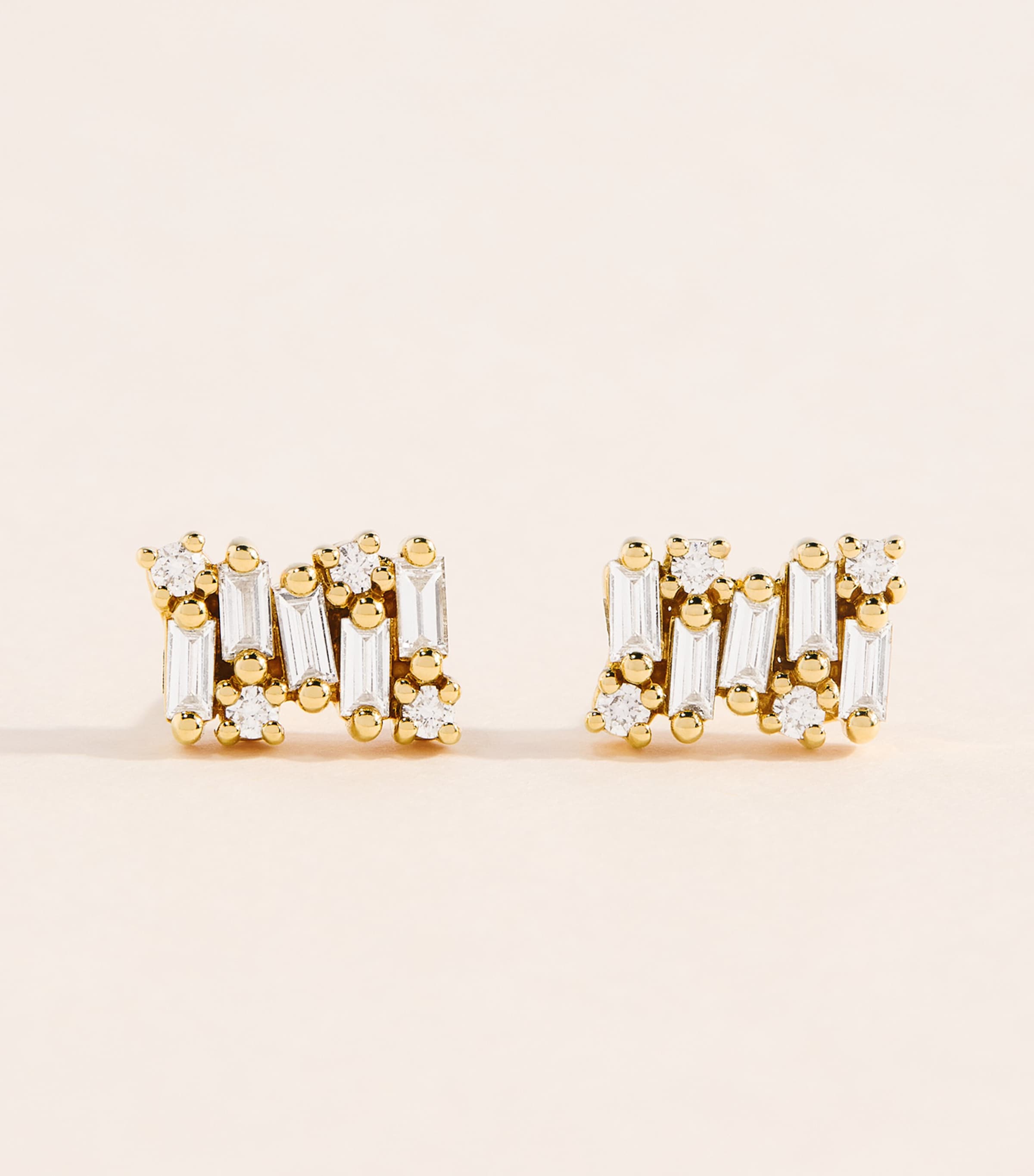 Suzanne Kalan Yellow Gold and Diamond Shimmer Stud Earrings Yg/wd Image 1