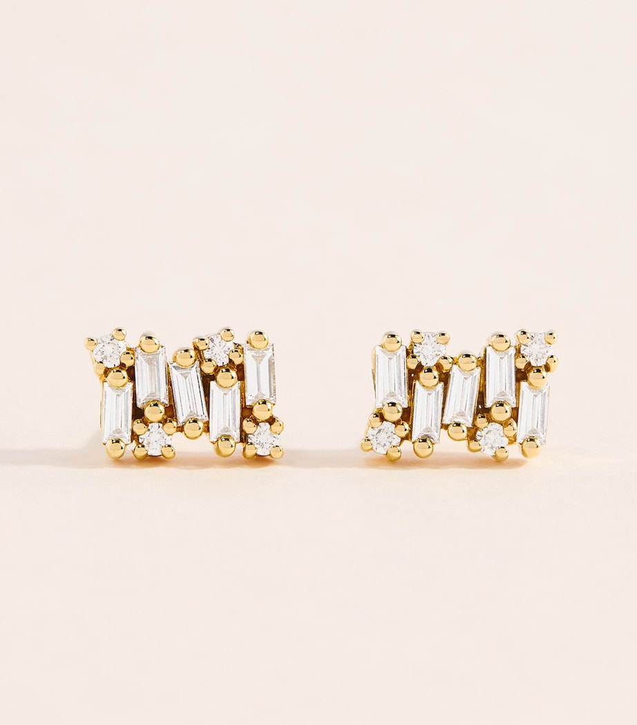 Suzanne Kalan Yellow Gold and Diamond Shimmer Stud Earrings Yg/wd Image 1