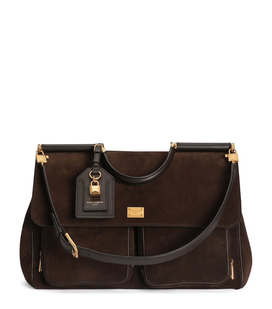 Dolce&Gabbana Suede My Sicily Top-Handle Bag Dark Brown/d Image 1