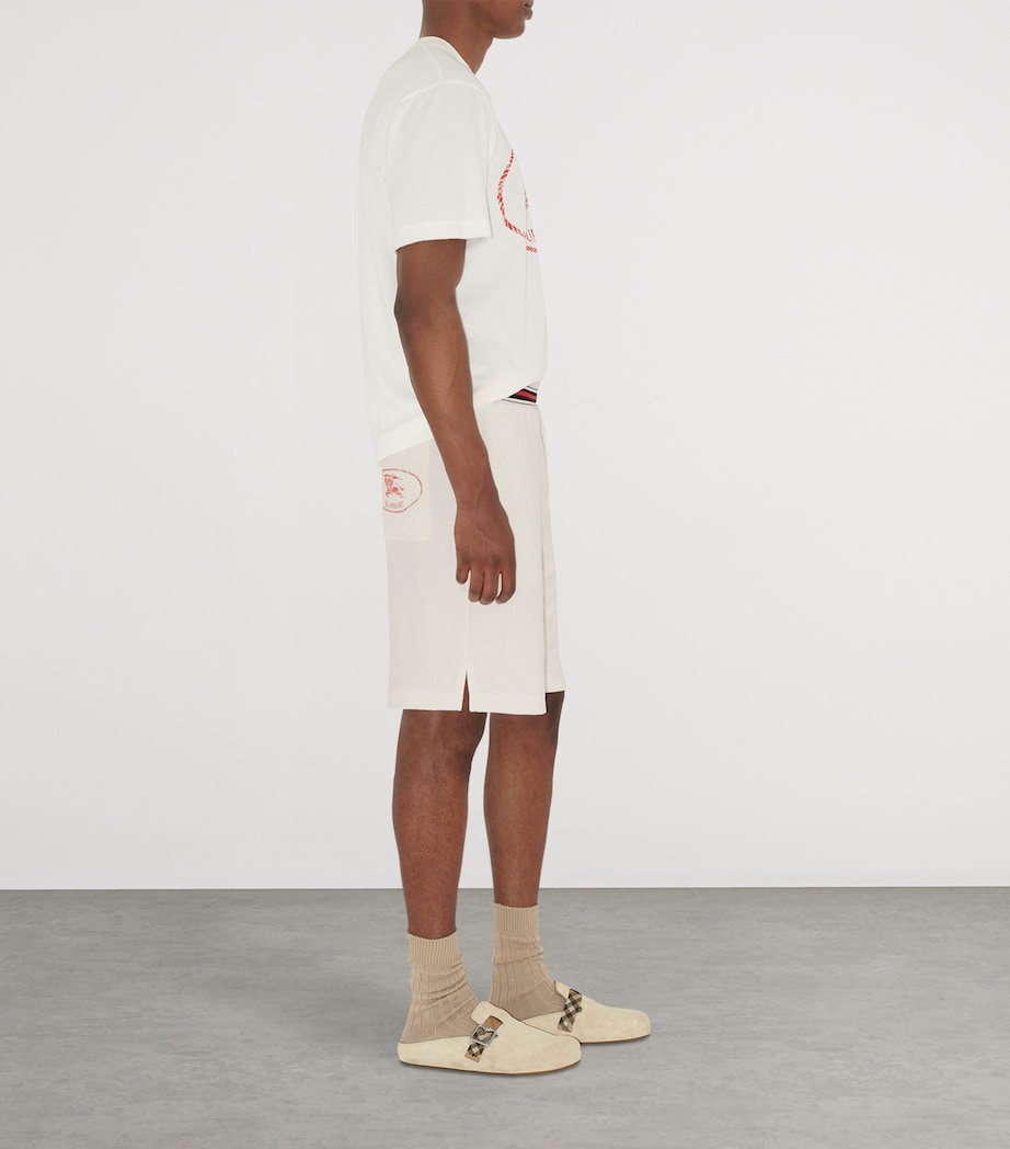 Cotton-Blend Towelling Logo Shorts CHALK Image 3