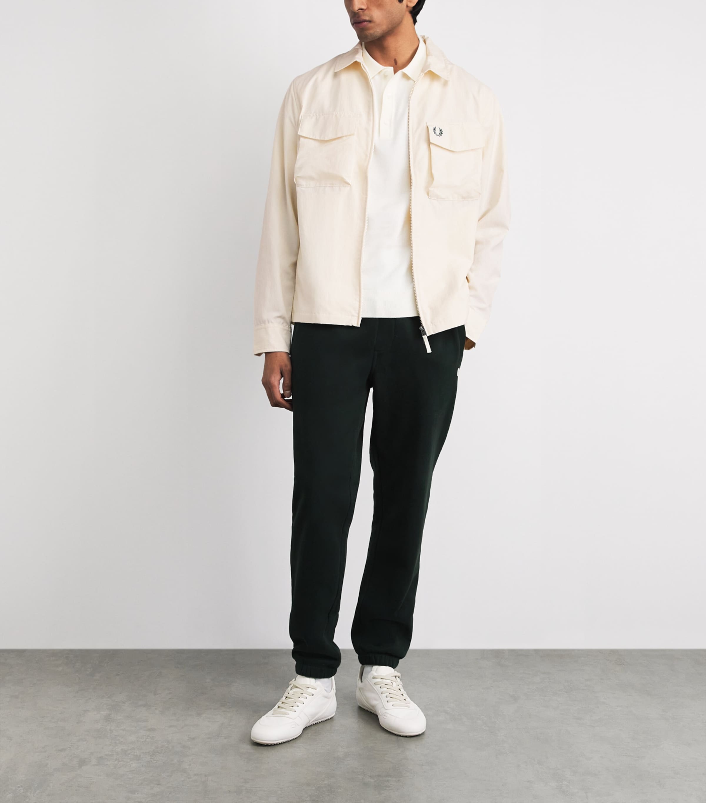 Fred Perry Mens Ripstop Double-Pocket Overshirt Ecru Image 2