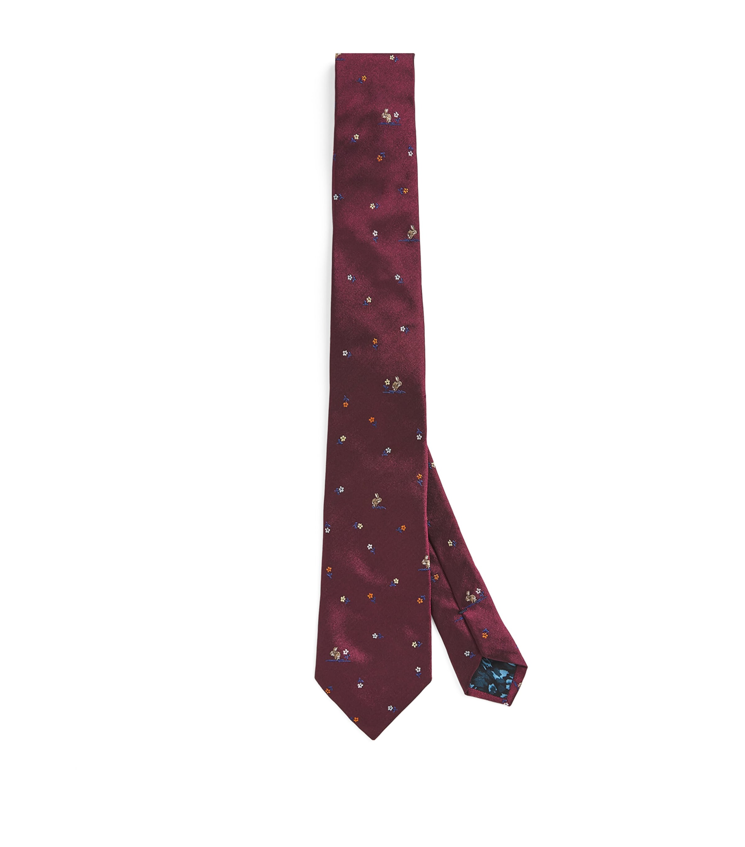 Silk Jacquard Rabbit-Embroidered Tie 28_BURGUNDY/ BORDE Image 1