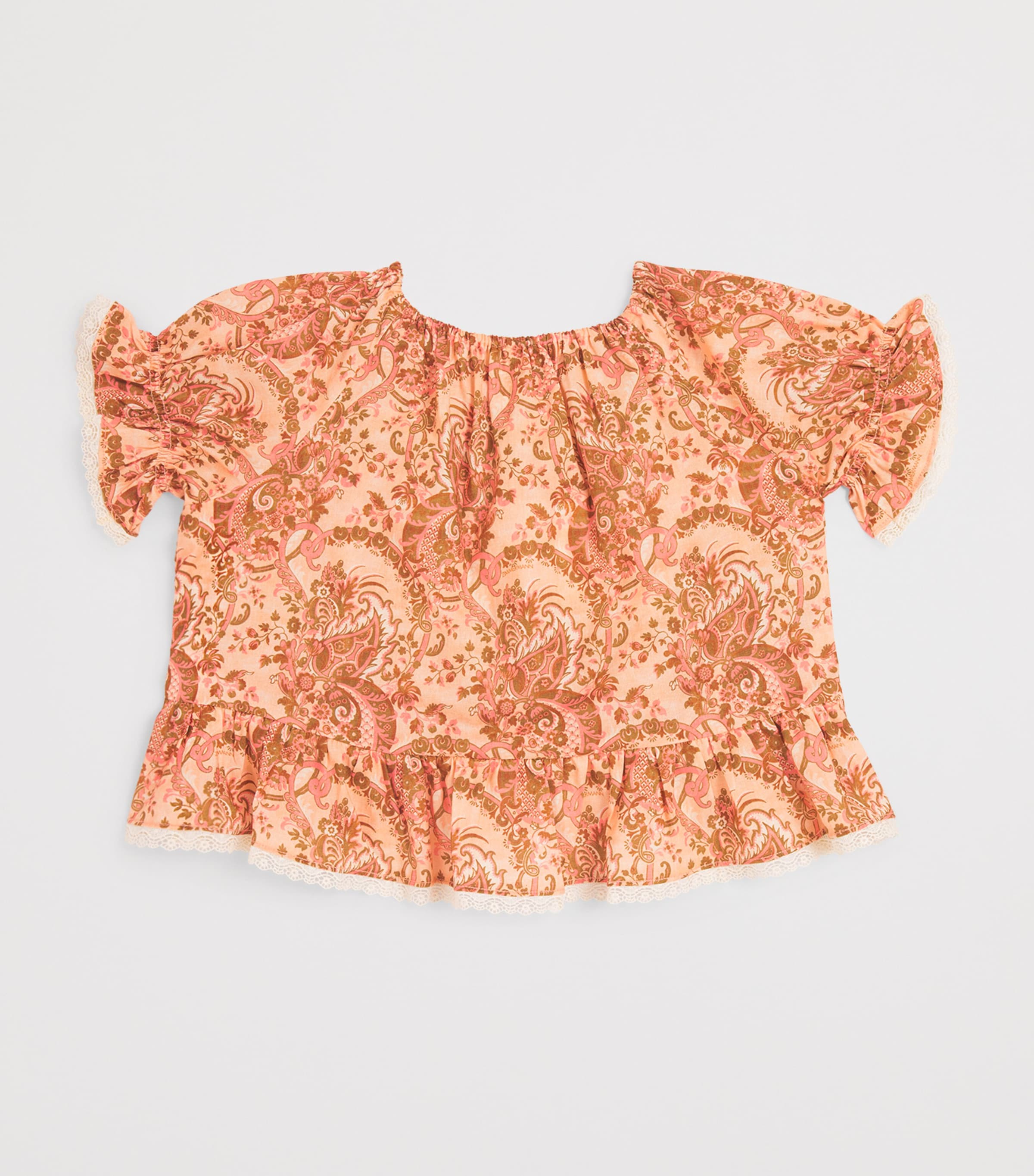 Zimmermann Kids Cotton Aster Top (2-12 Years) Pink Paisley Floral Image 2