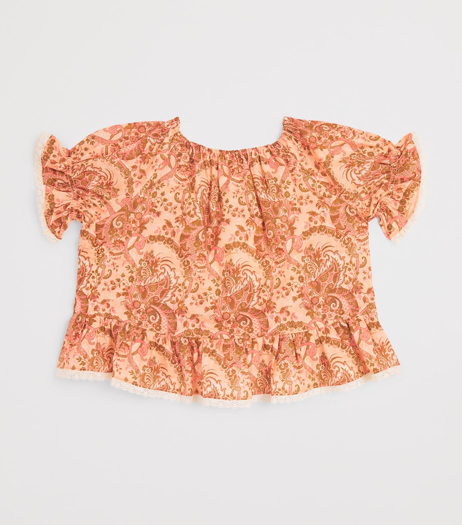Zimmermann Kids Cotton Aster Top (2-12 Years) Pink Paisley Floral Image 2