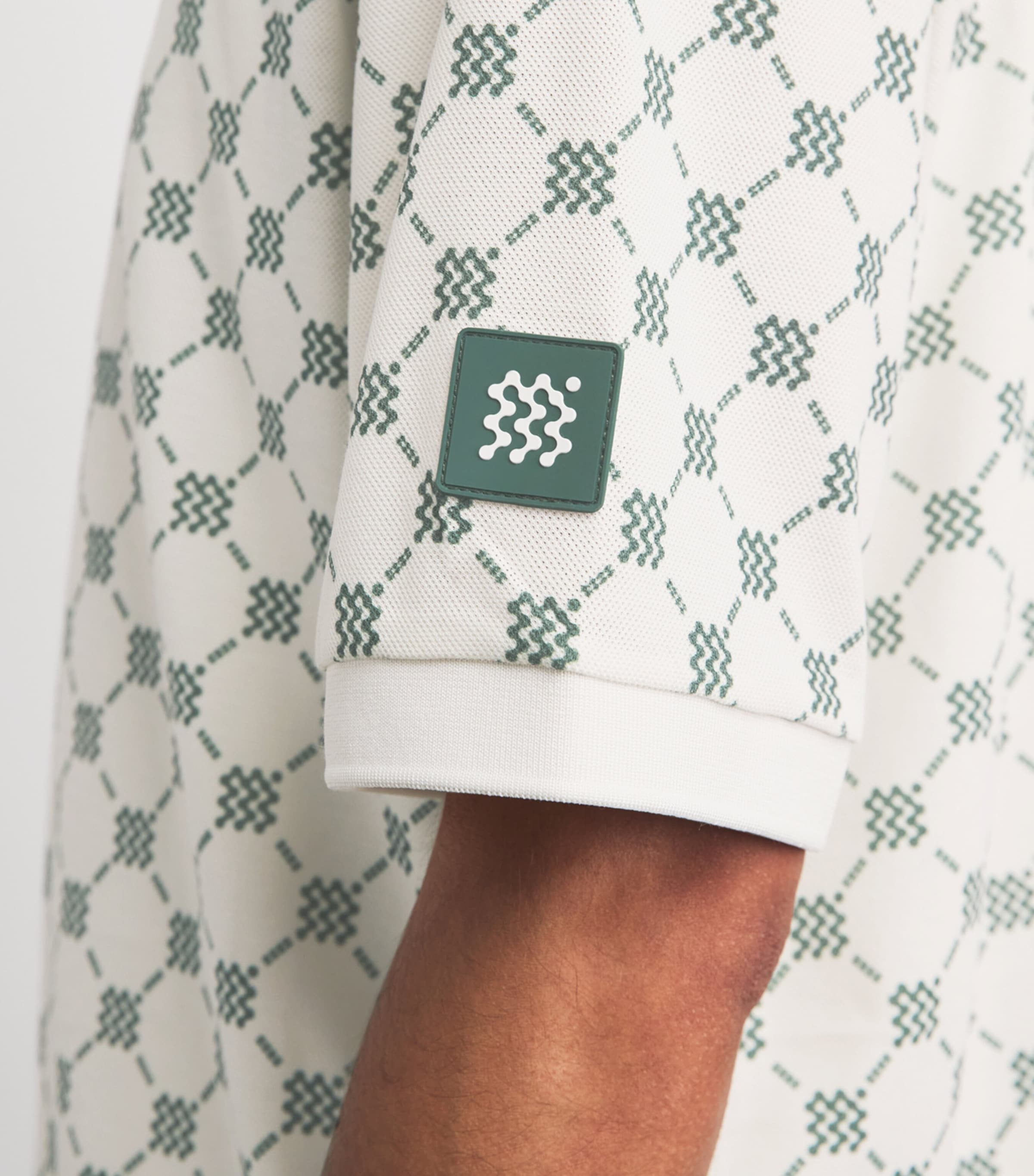 Manors Mens Piqué Monogram GOAT Polo Shirt Pebble Image 3