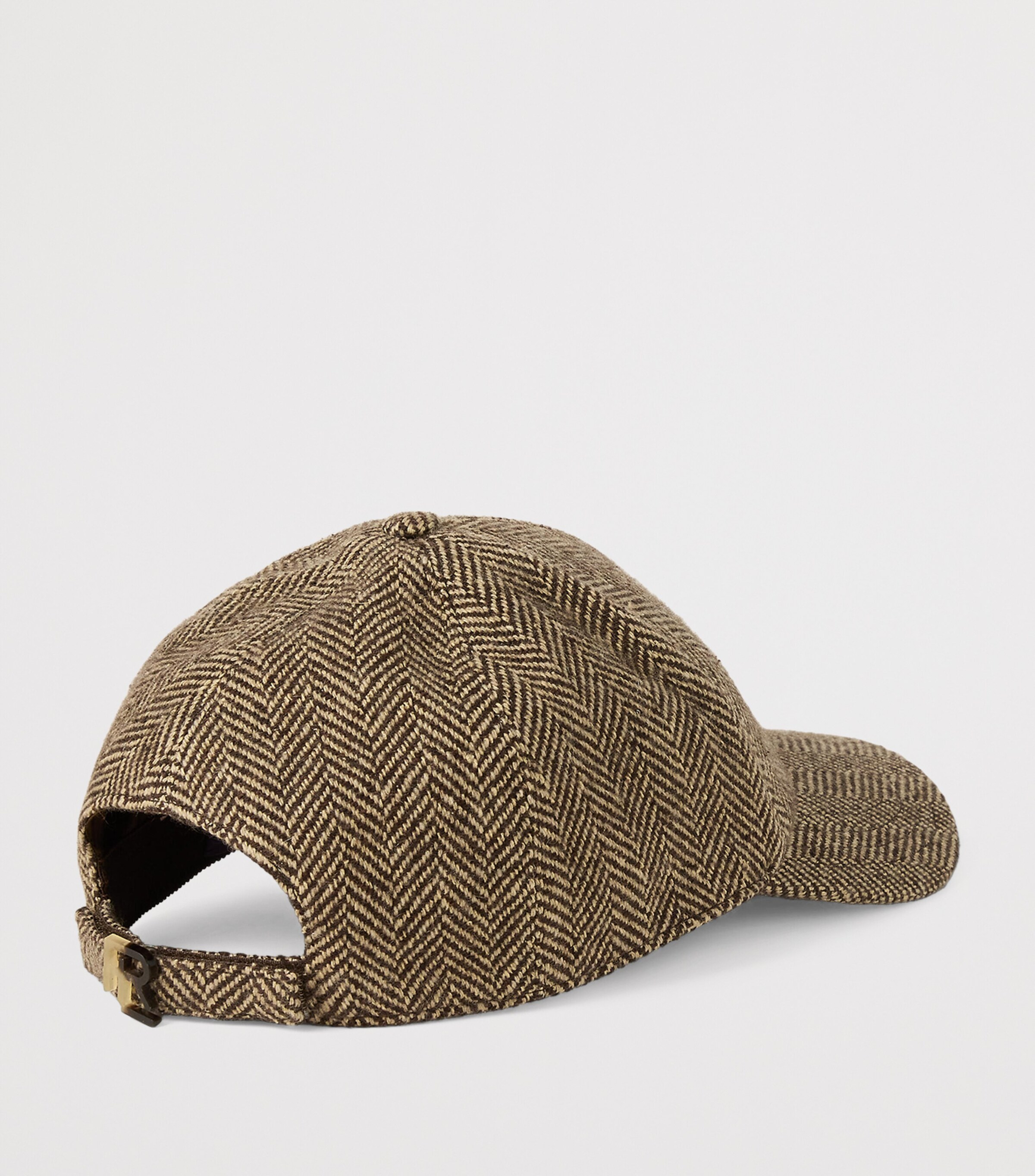 Cashmere-Silk Herringbone Tweed Cap BROWN/CREAM Image 2