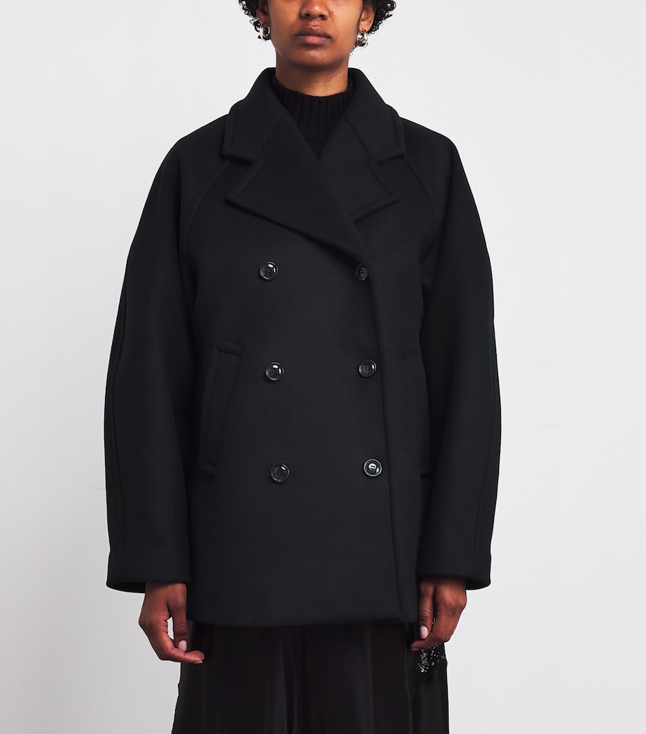 Wool Celo Pea Coat 0999 BLACK Image 3