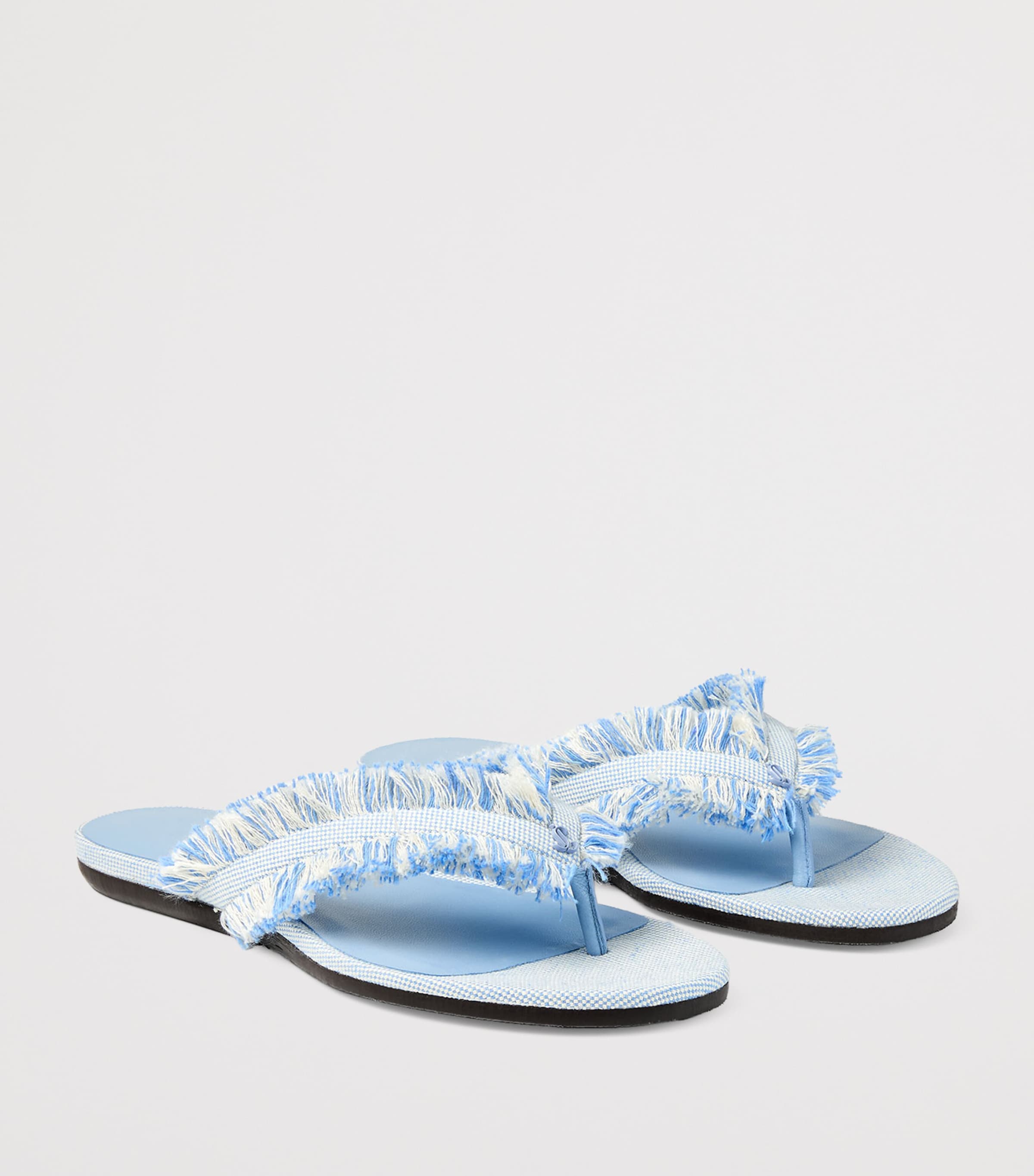 Jimmy Choo Bay Flat Canvas Flip Flops Riviera Blue Mix Image 3