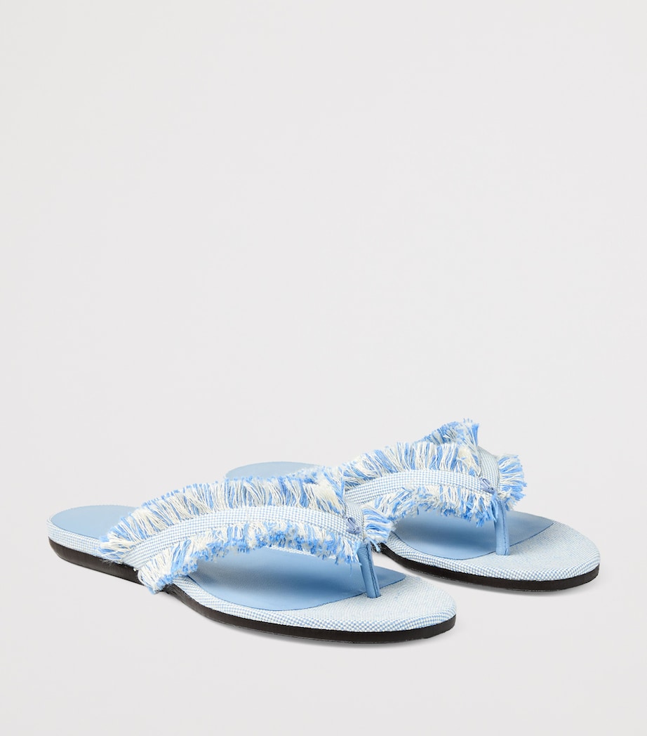 Jimmy Choo Bay Flat Canvas Flip Flops Riviera Blue Mix Image 3
