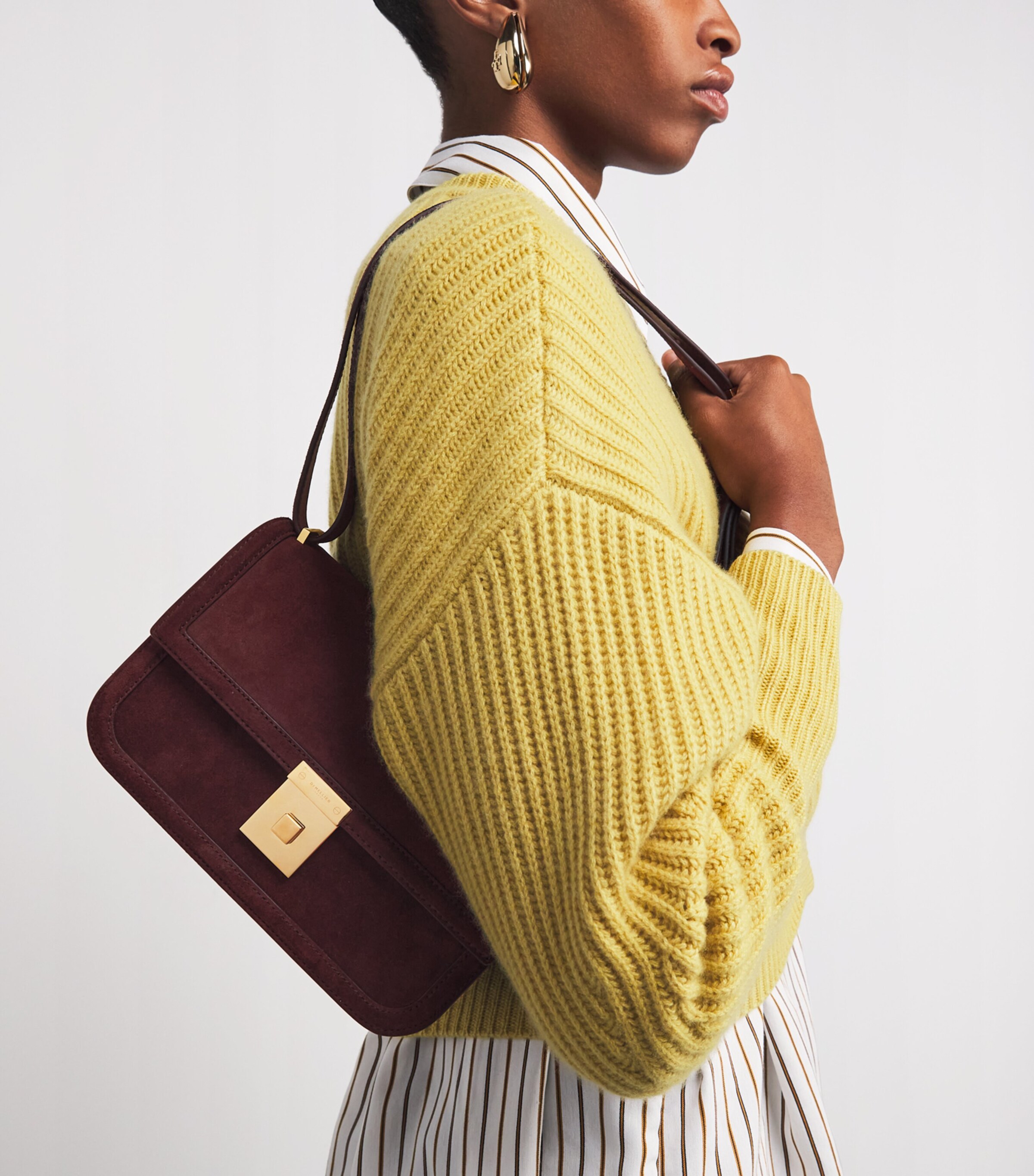 Demellier Suede Paris Cross-Body Bag Burgundy Image 5