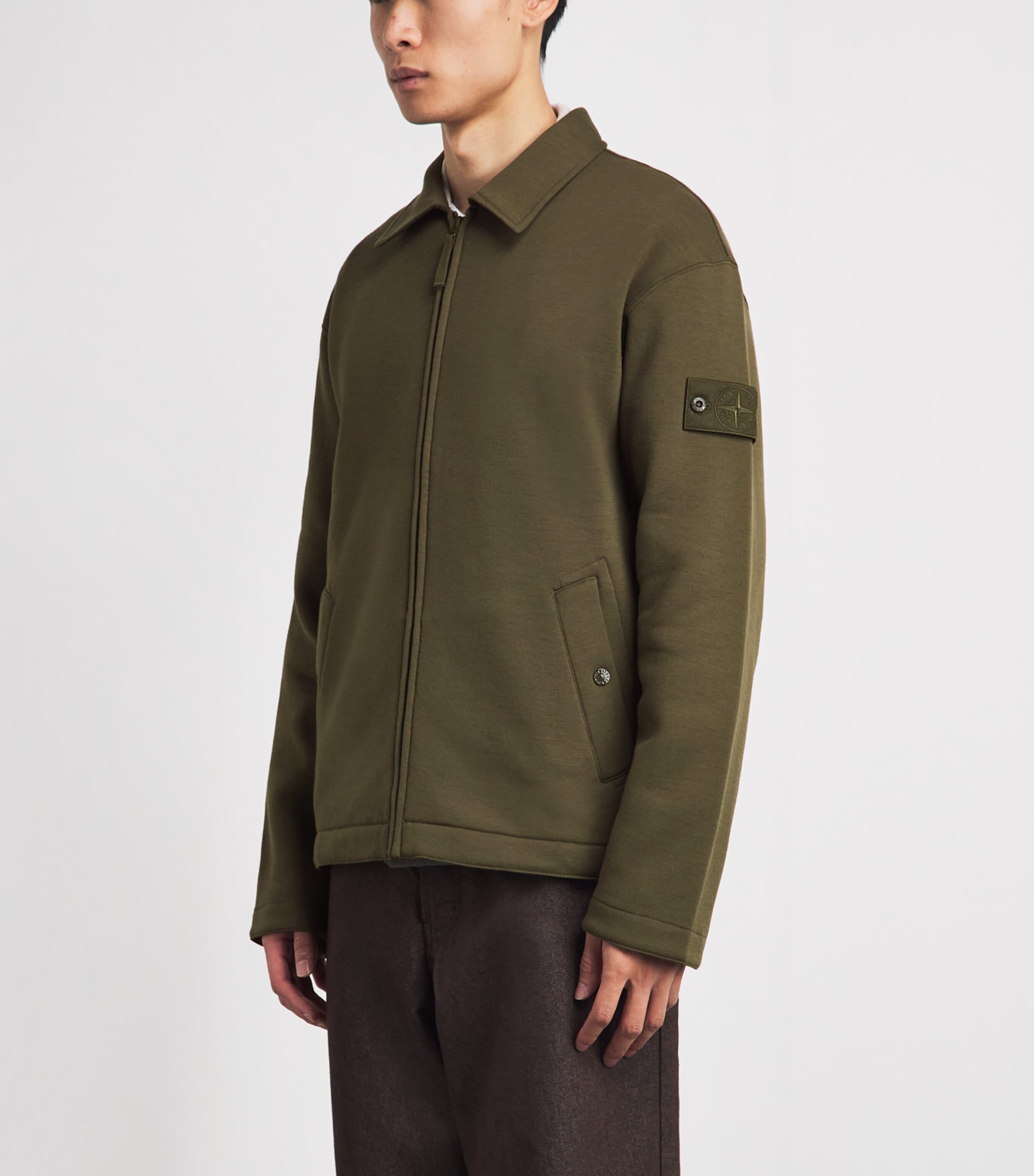 Stone Island Mens GHOST PIECE Wool-Cotton Zip-Up Cardigan Image 4
