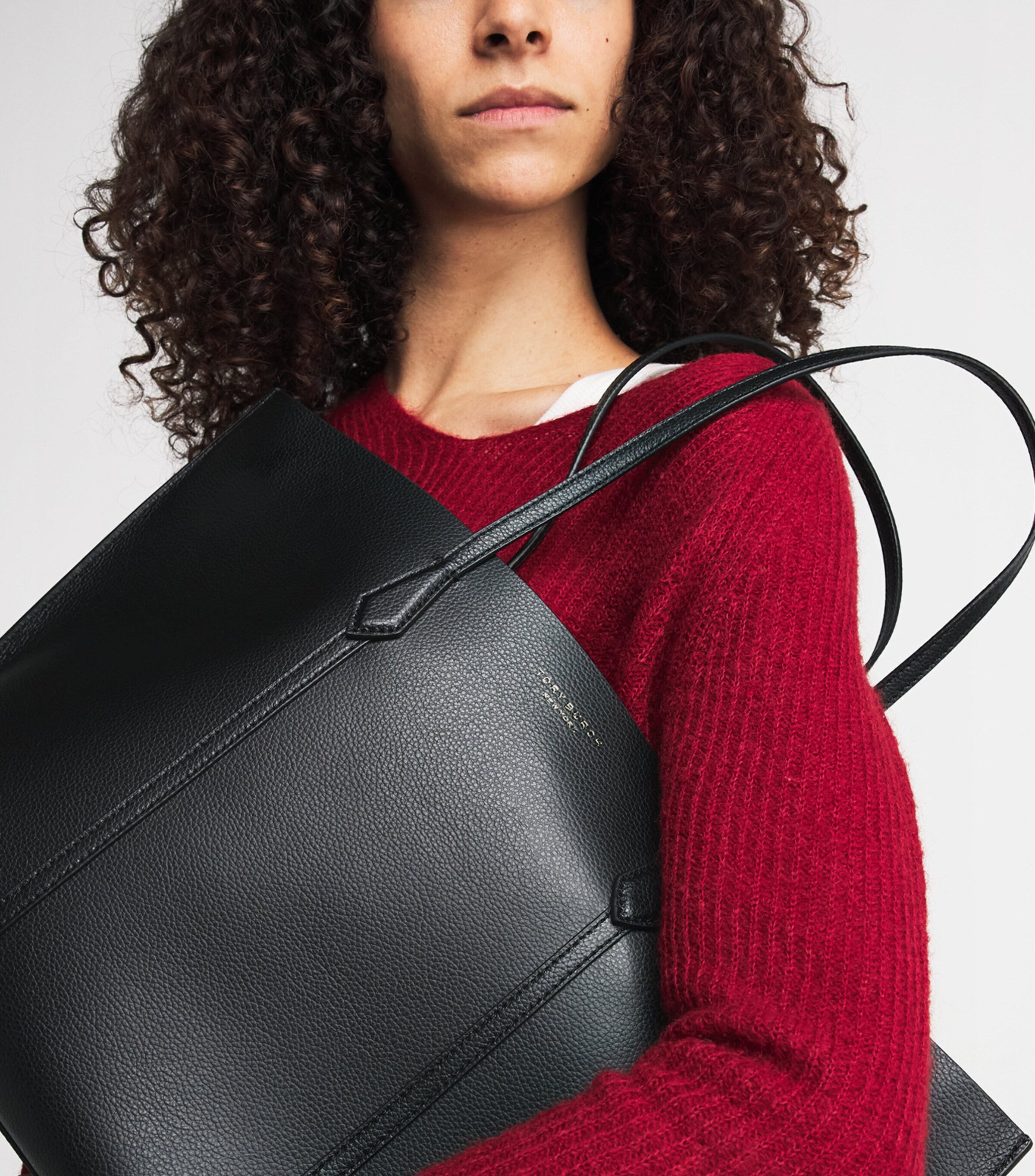 Tory Burch Leather Perry Tote Bag Black Image 2