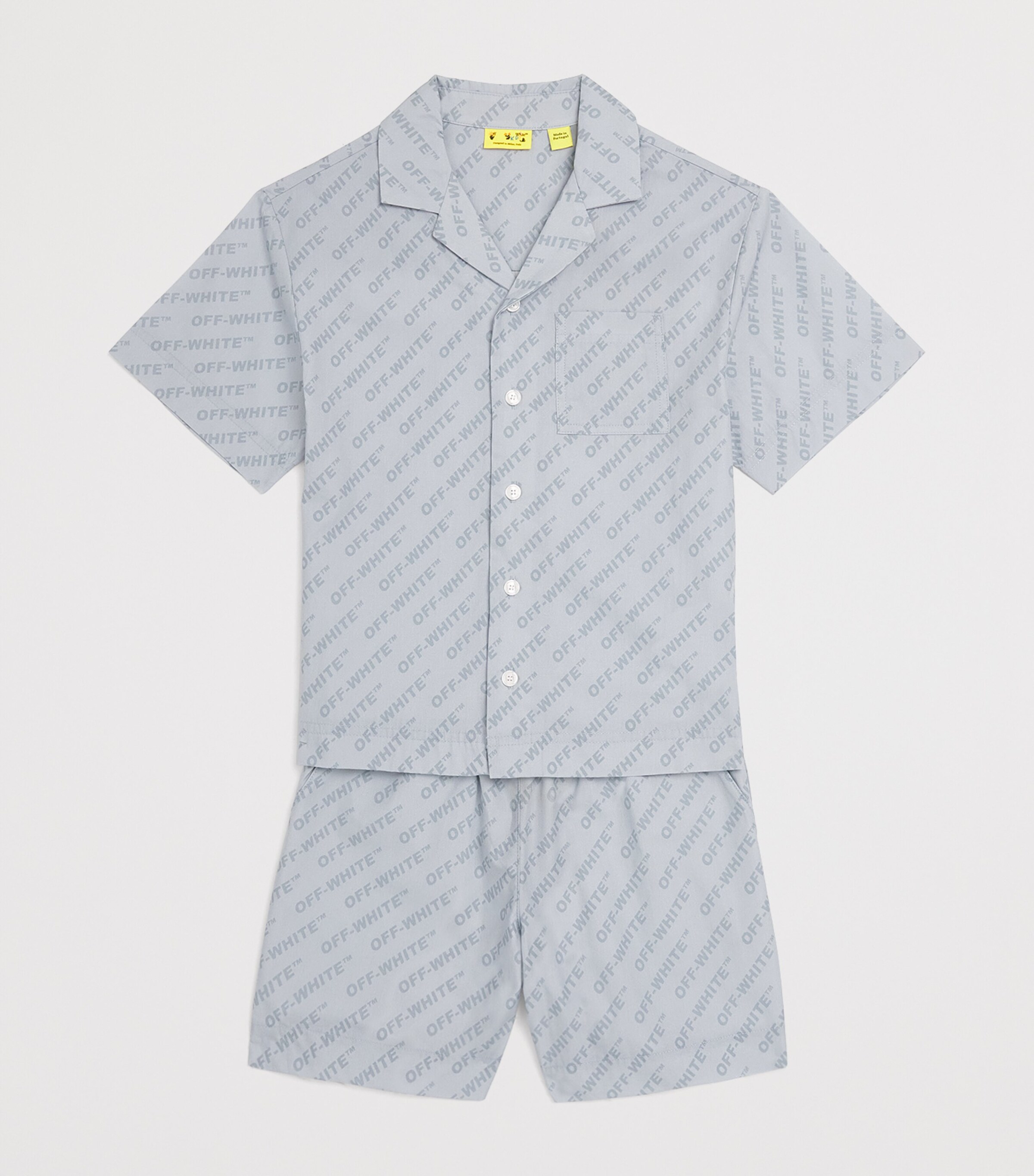 Off-White Kids Logo Bowling Shirt (4-12+ Years) Dusty Blue Image 3
