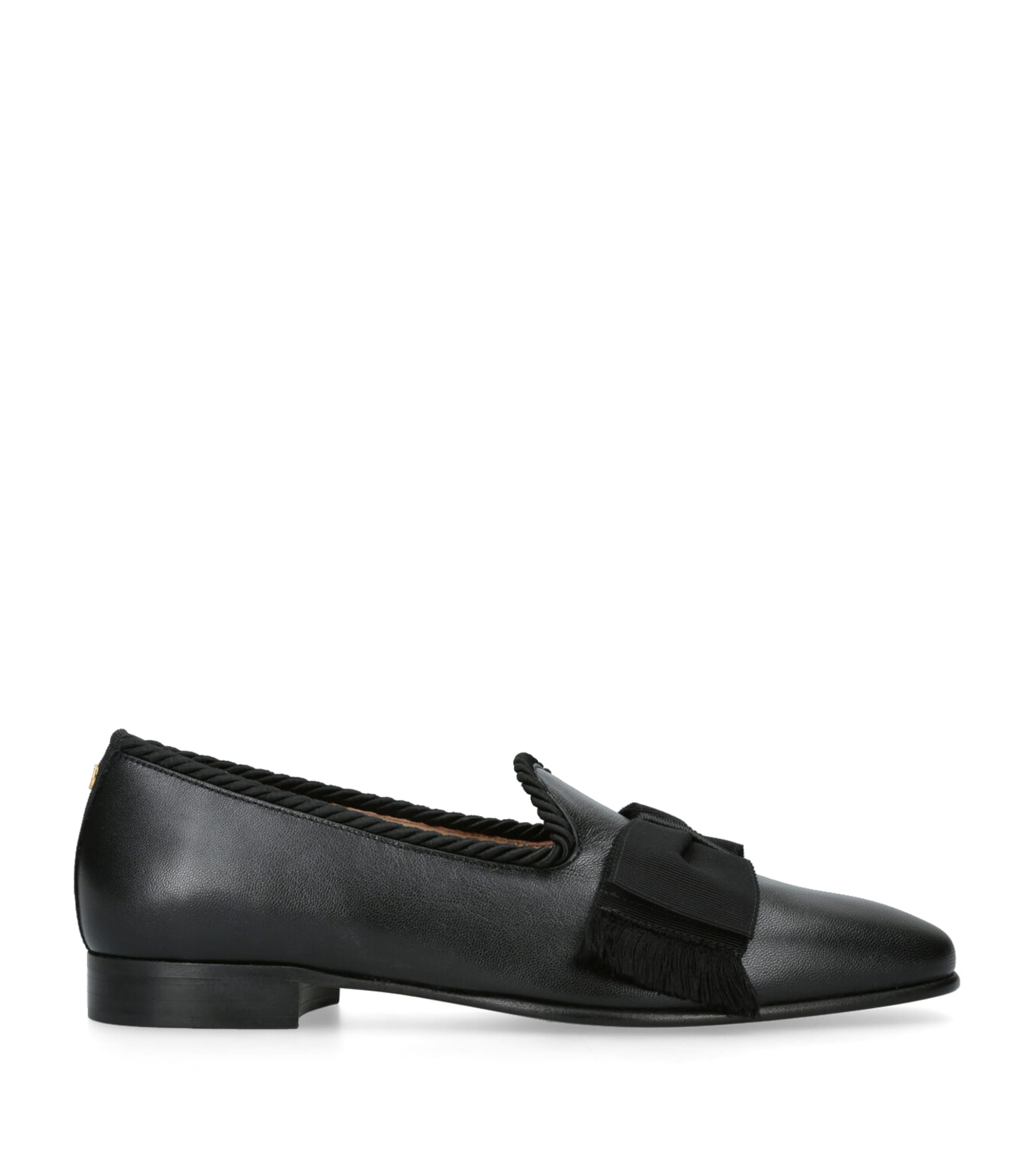 Shop Valentino Leather Bow-detail Loafers In Black