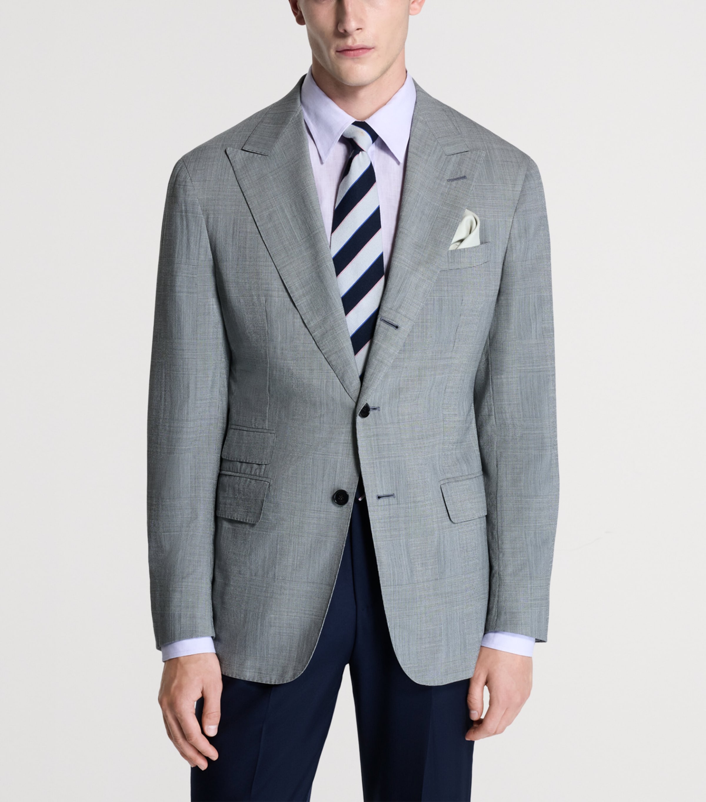 Dunhill Mens Wool-Blend Single-Breasted Blazer White Image 4