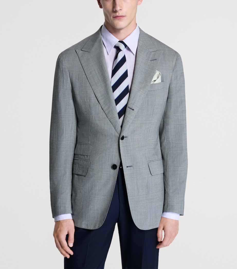 Dunhill Mens Wool-Blend Single-Breasted Blazer White Image 4