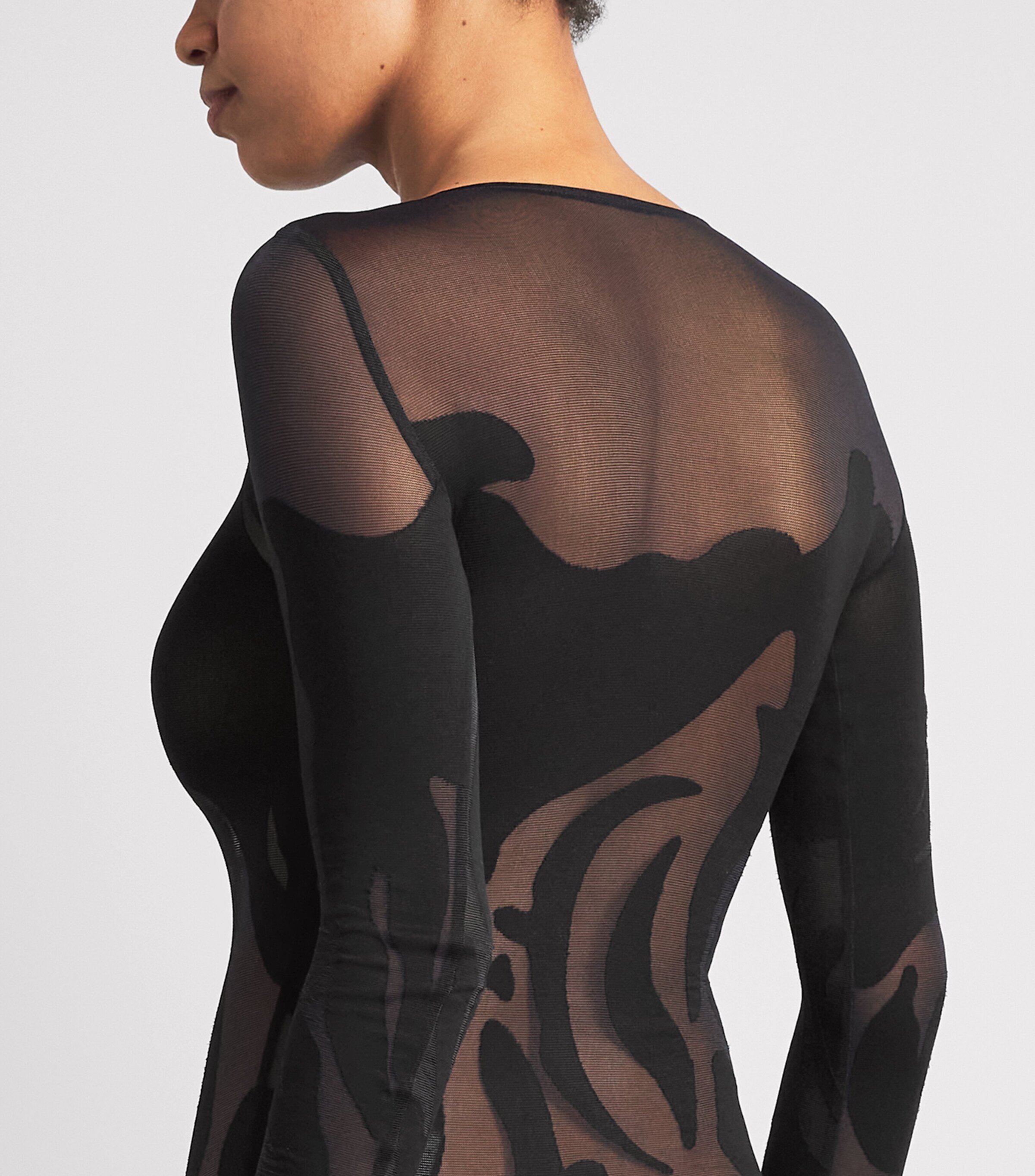Wolford Sheer Rose Shadow Bodysuit Black Black Image 3