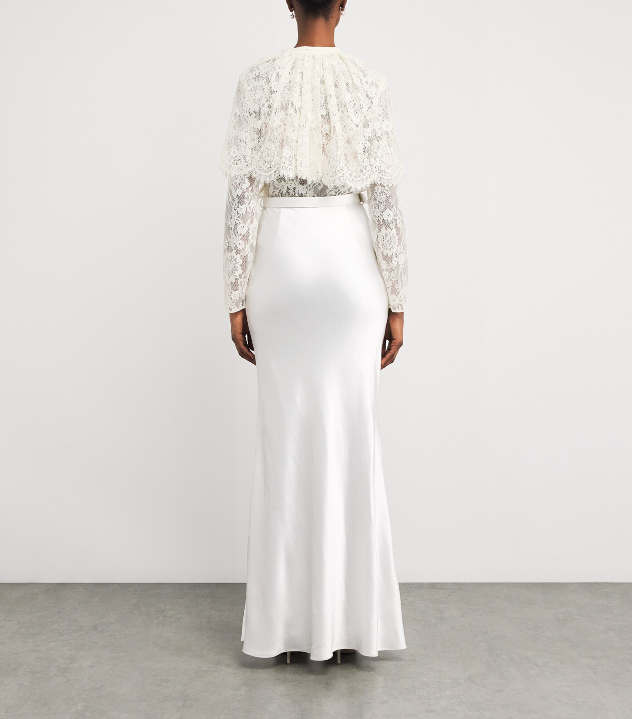 Lace Belted Maxi Dress WHITE Image 3