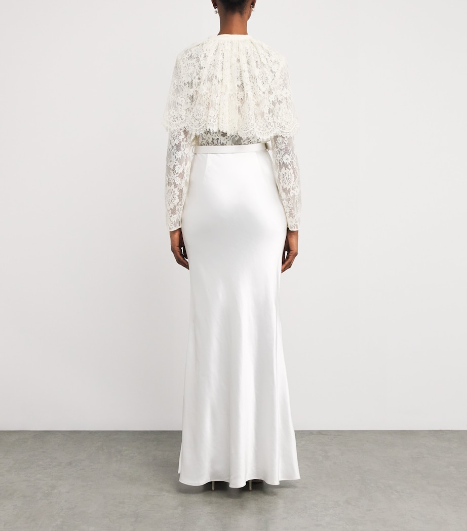 Lace Belted Maxi Dress WHITE Image 3