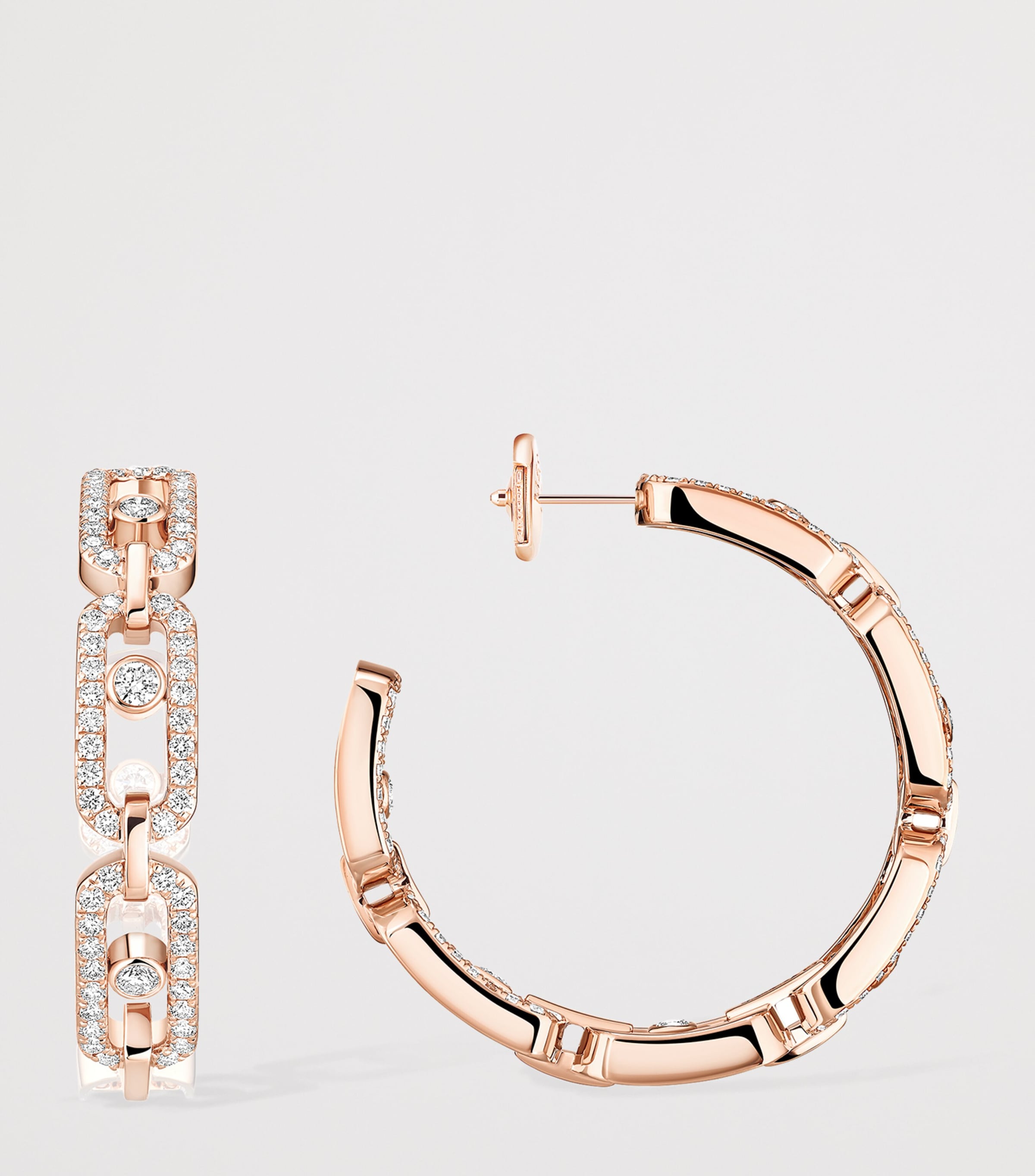 Messika Small Move Link Pink Gold and Diamond Hoop Earrings (0.86ct) Pink Gold Image 3