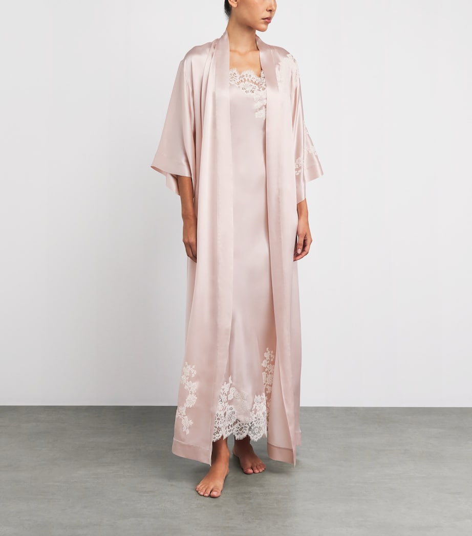Carine Gilson Womens Silk Lace-Trim Julia Kimono Silverpink/naturel Image 2