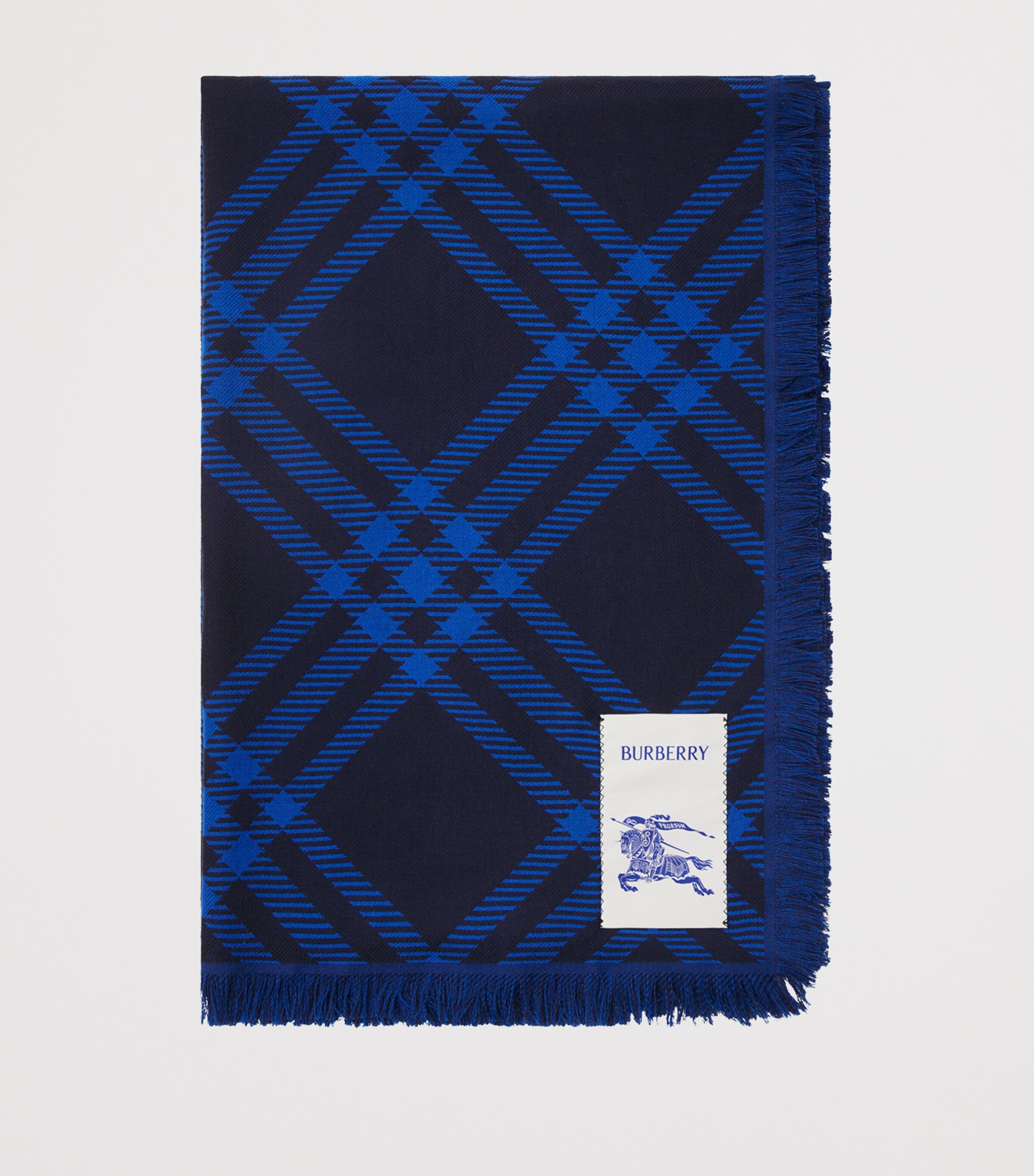 Burberry Wool-Silk Wide Check Scarf Ink Blue/blue Image 6