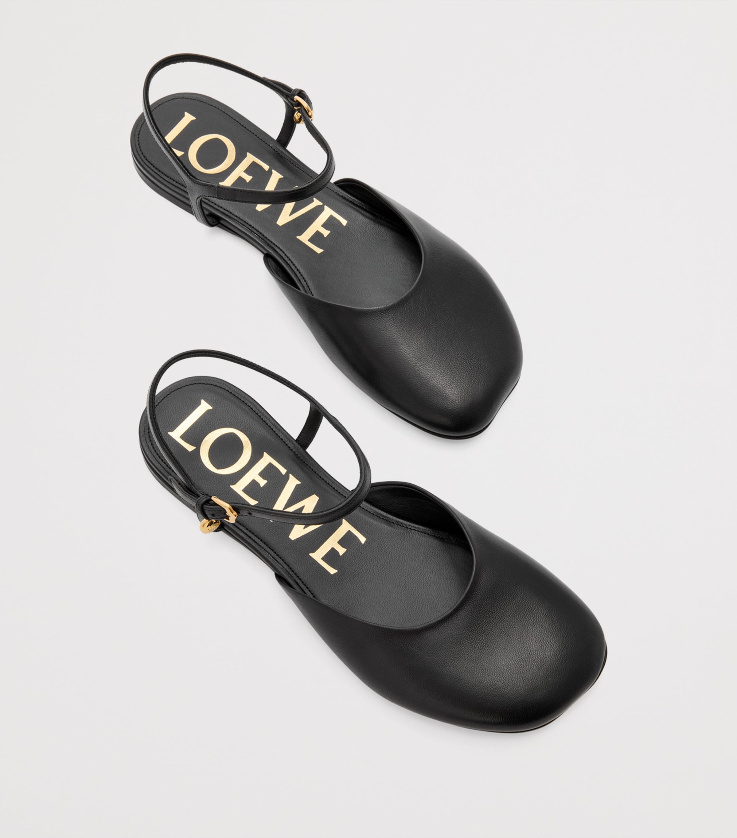 Leather Ankle-Strap Toy Ballet Flats BLACK Image 3