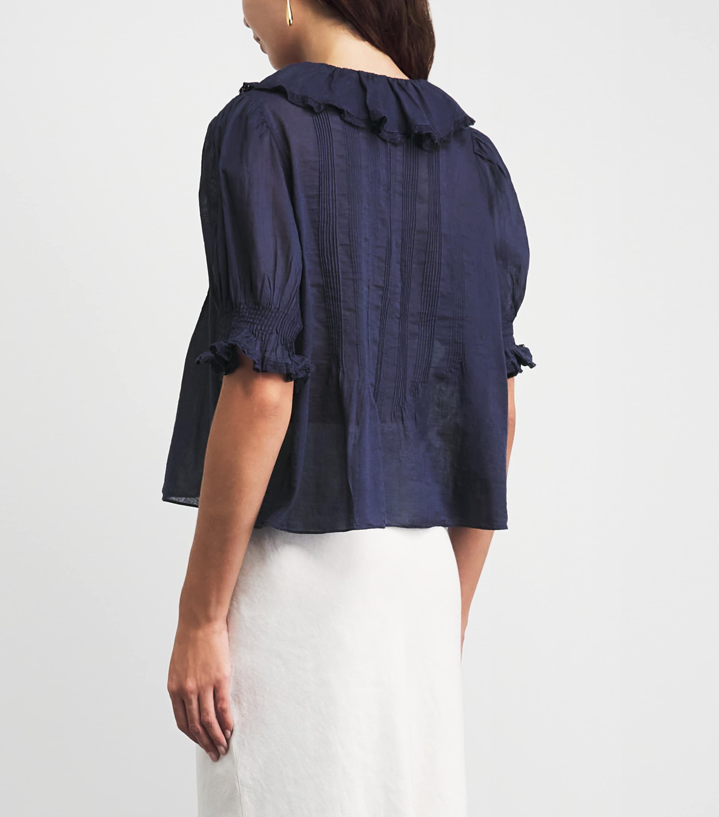 DÔEN Womens Organic Cotton Henri Blouse Adriatic Image 5