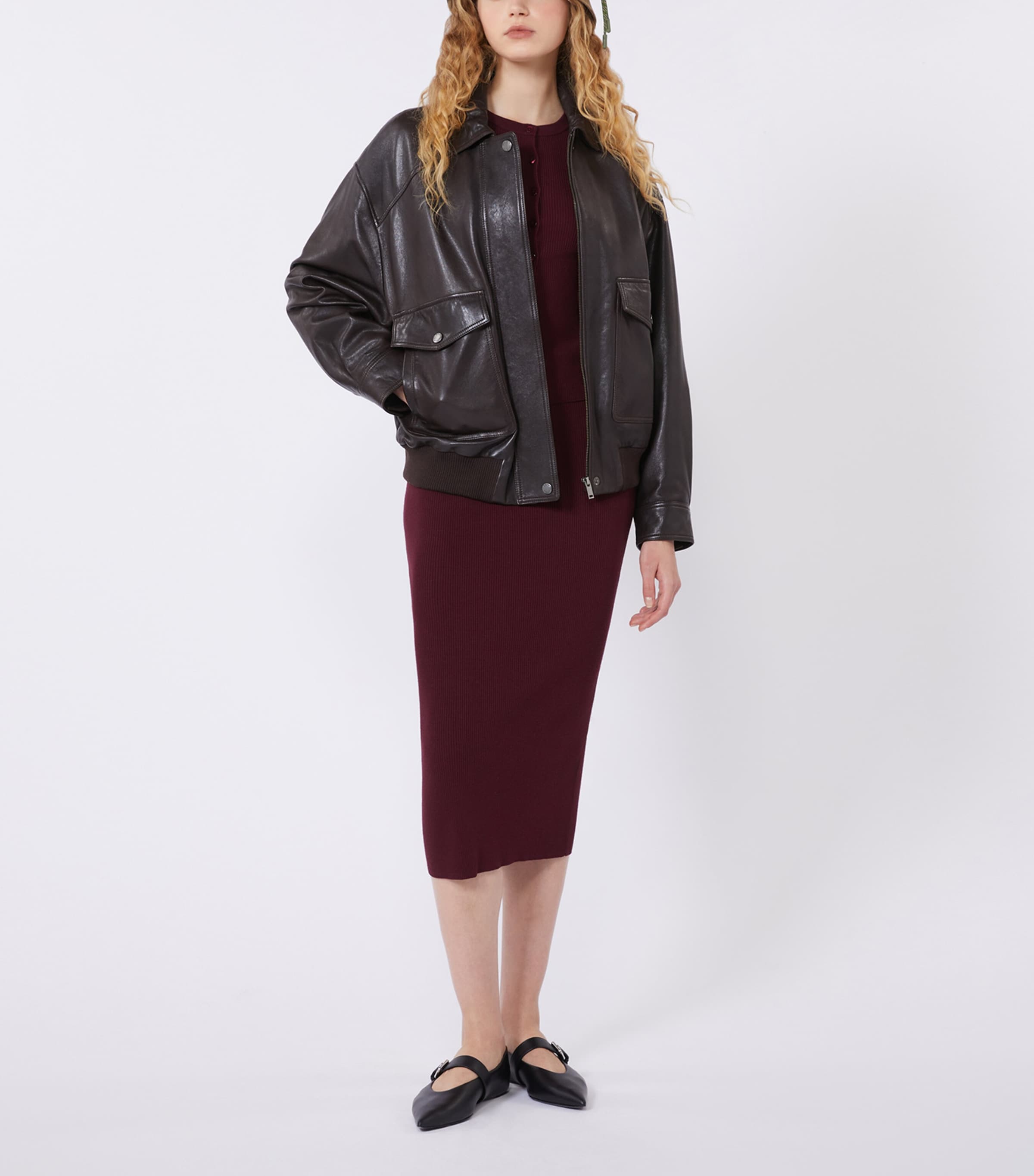 Knitted Midi Skirt BORDEAUX Image 2