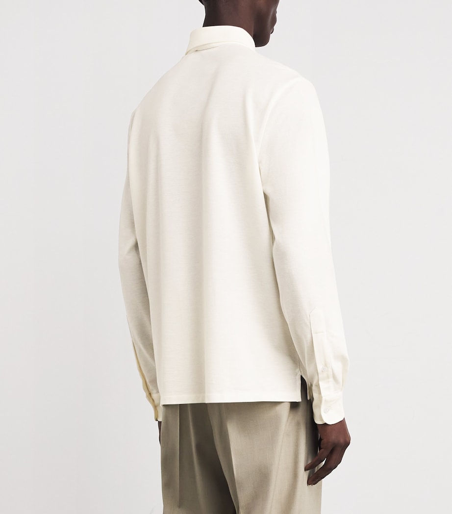 Wool Long-Sleeve Polo Shirt WHITE Image 4