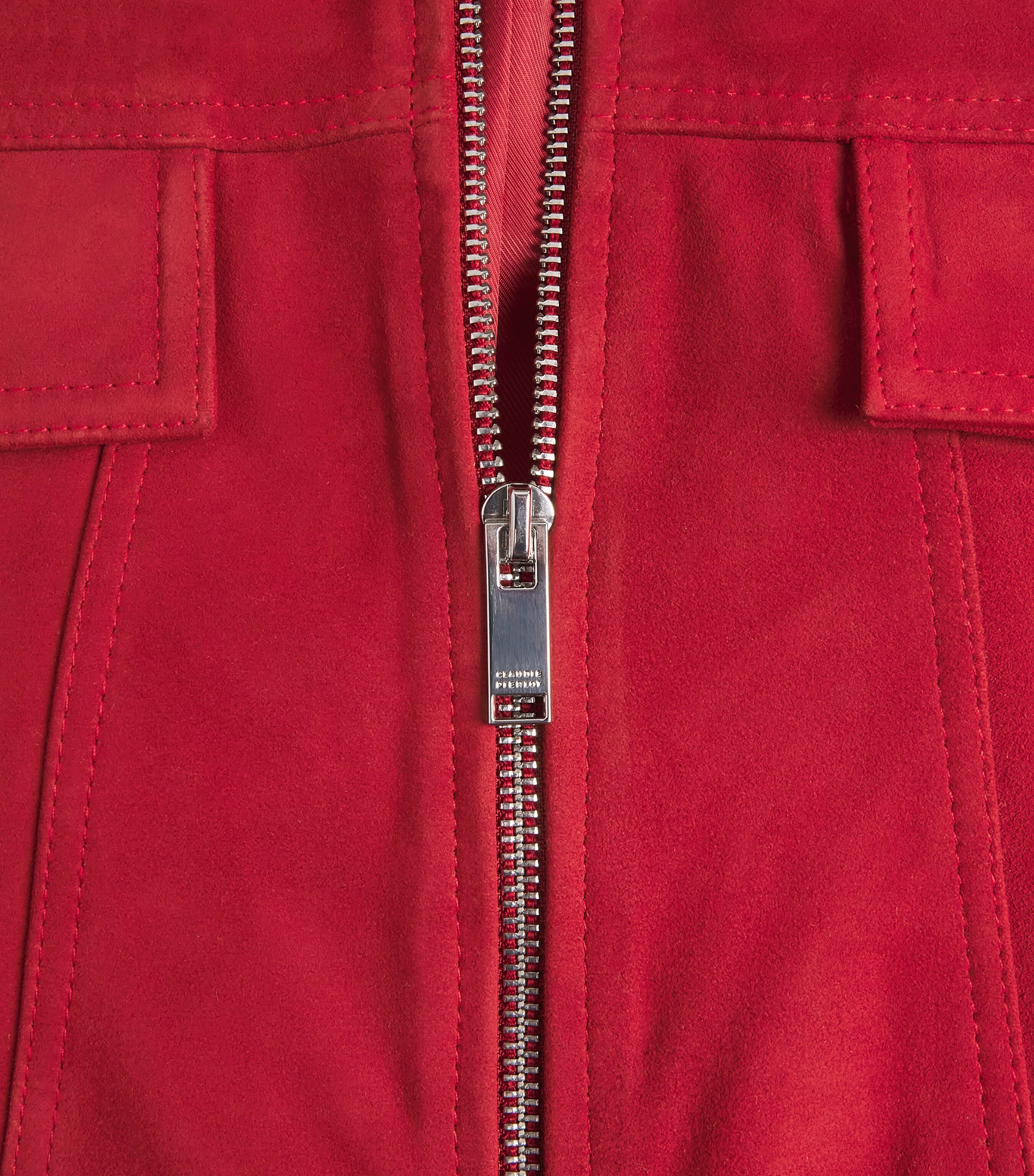 Suede Collared Jacket RED Image 5