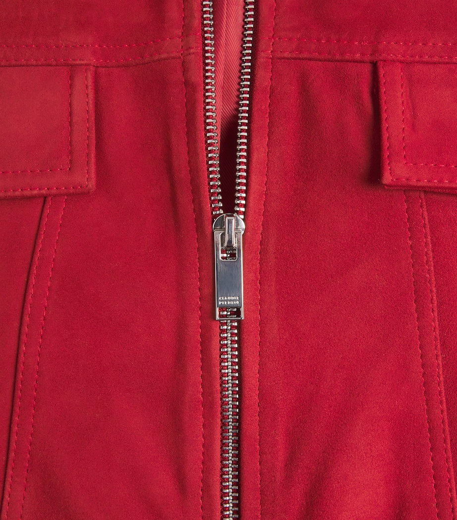 Suede Collared Jacket RED Image 5