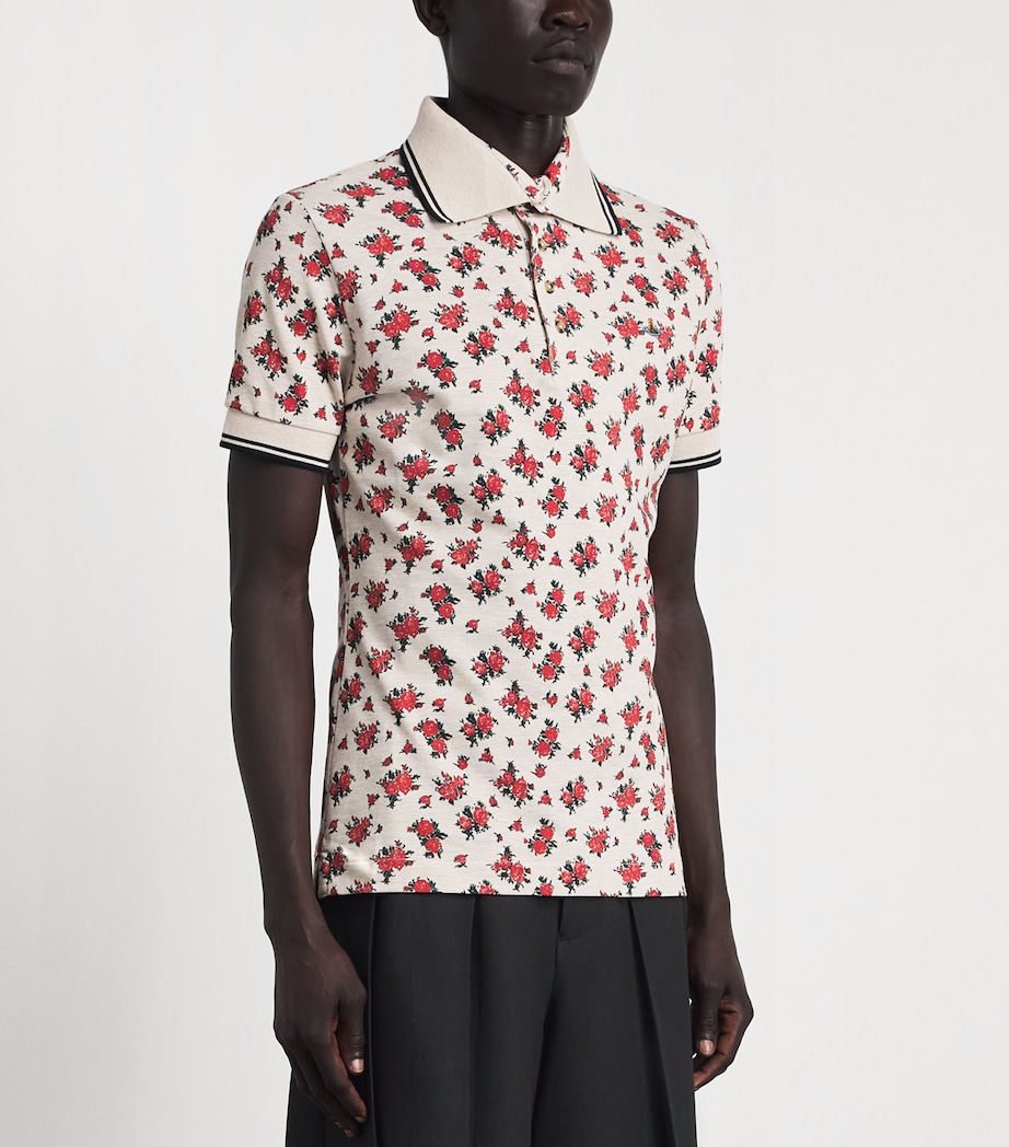 Vivienne Westwood Mens Cotton Floral Print Polo Shirt Roses Image 4