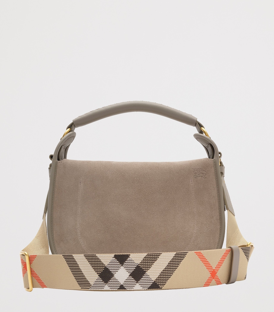 Burberry Small Suede B Clip Messenger Bag Taupe Image 5